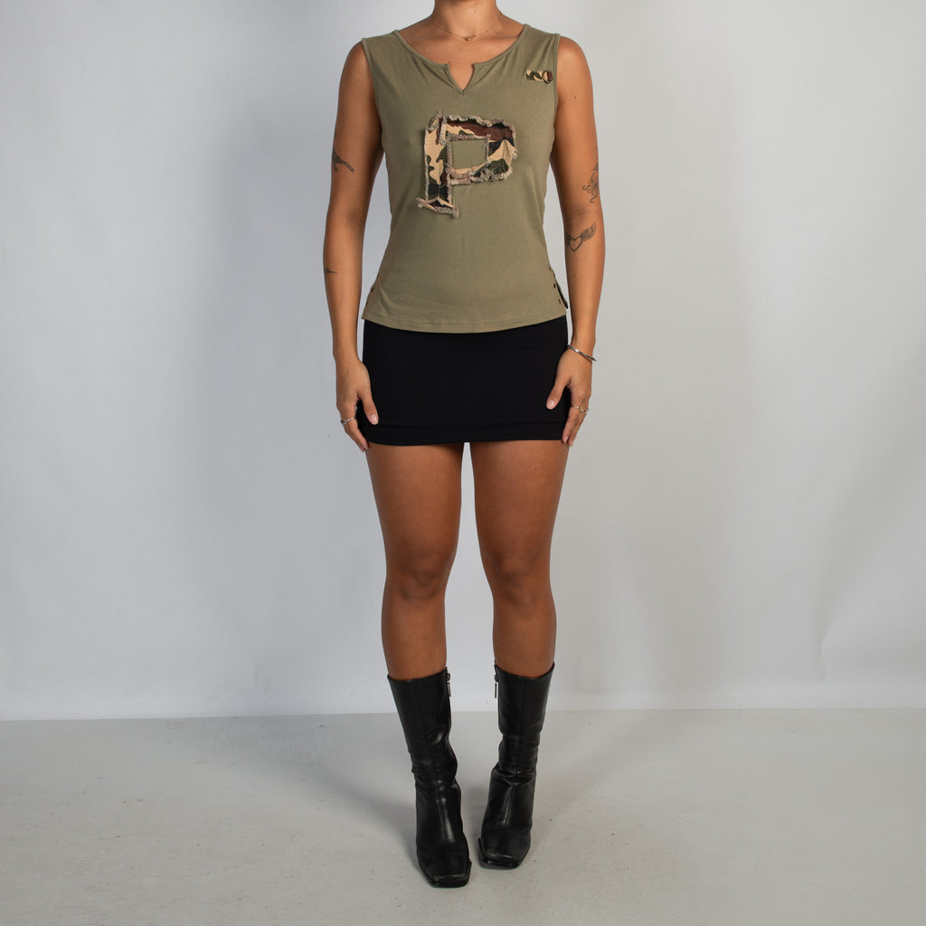 KHAKI SLEEVELESS TOP