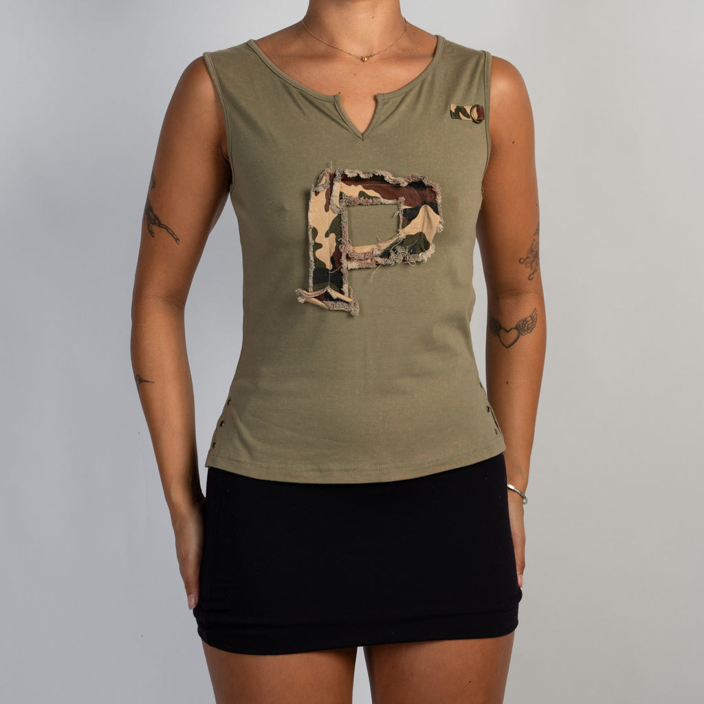 KHAKI SLEEVELESS TOP
