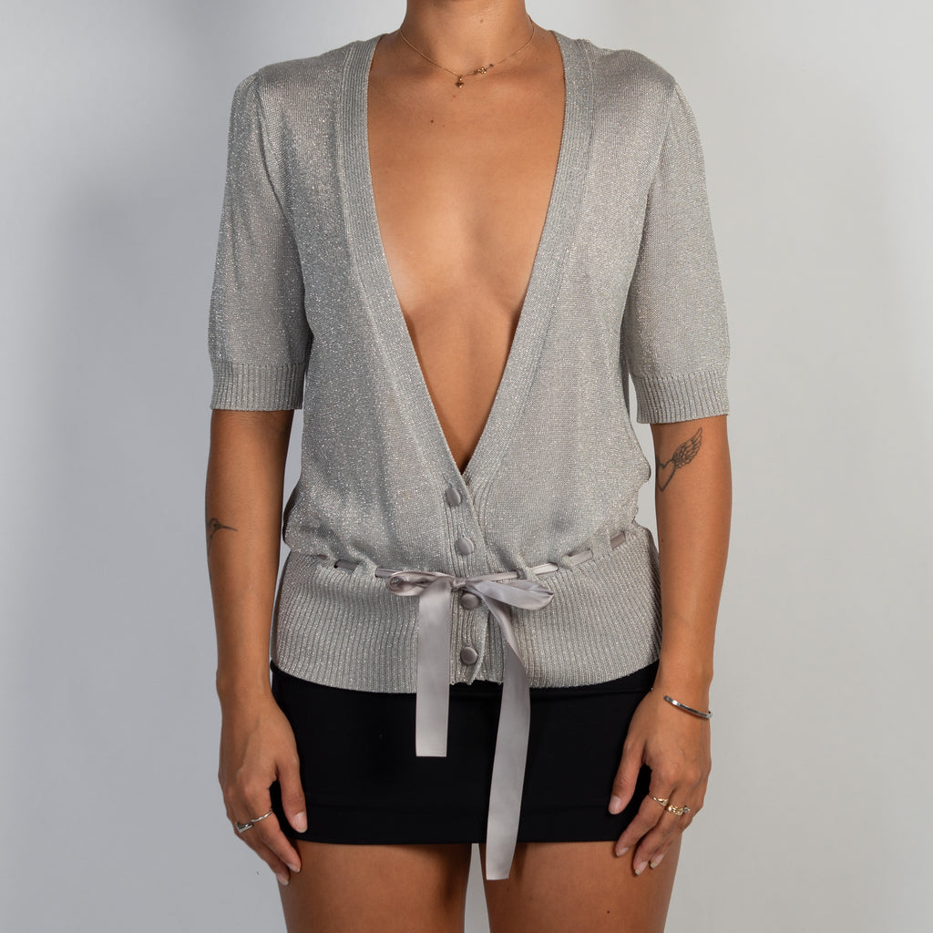 SILVER DRAWSTRING TOP
