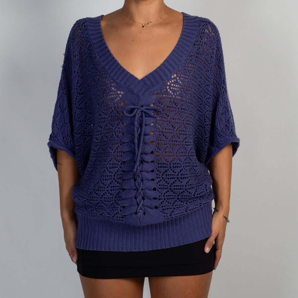 PURPLE KNIT BATWING TOP