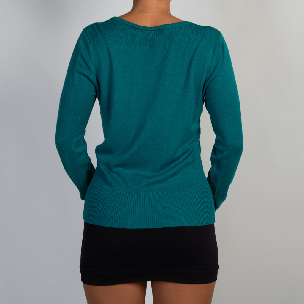 TEAL BUTTON CARDIGAN