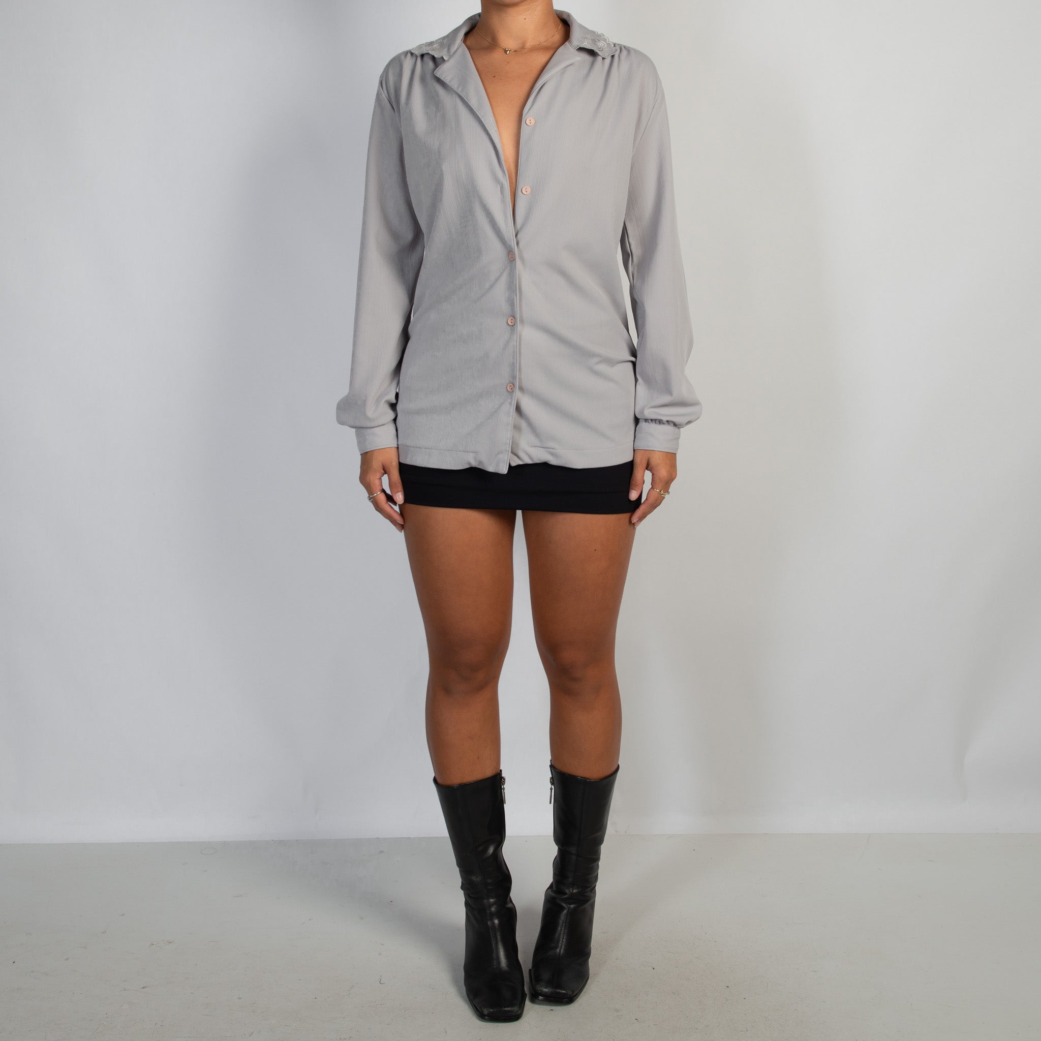 GREY EMROIDERED BLOUSE