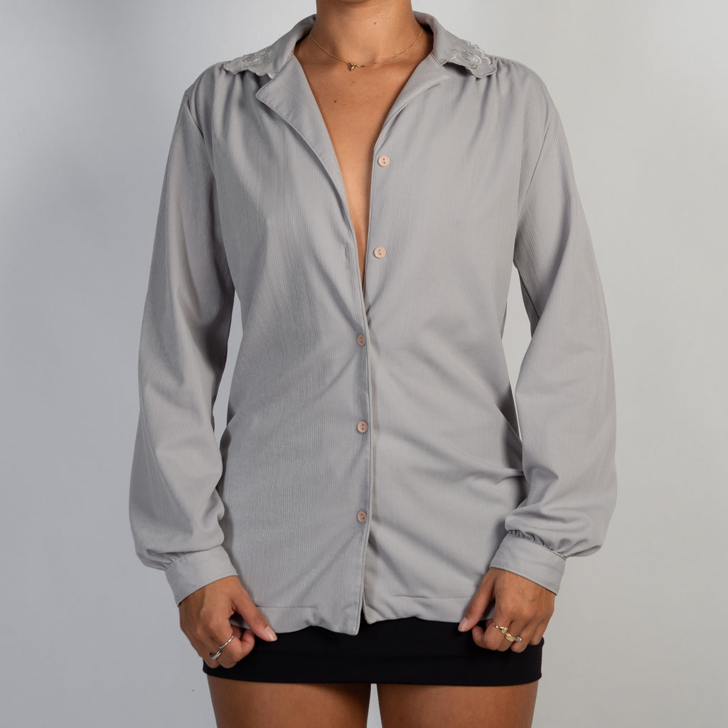GREY EMROIDERED BLOUSE