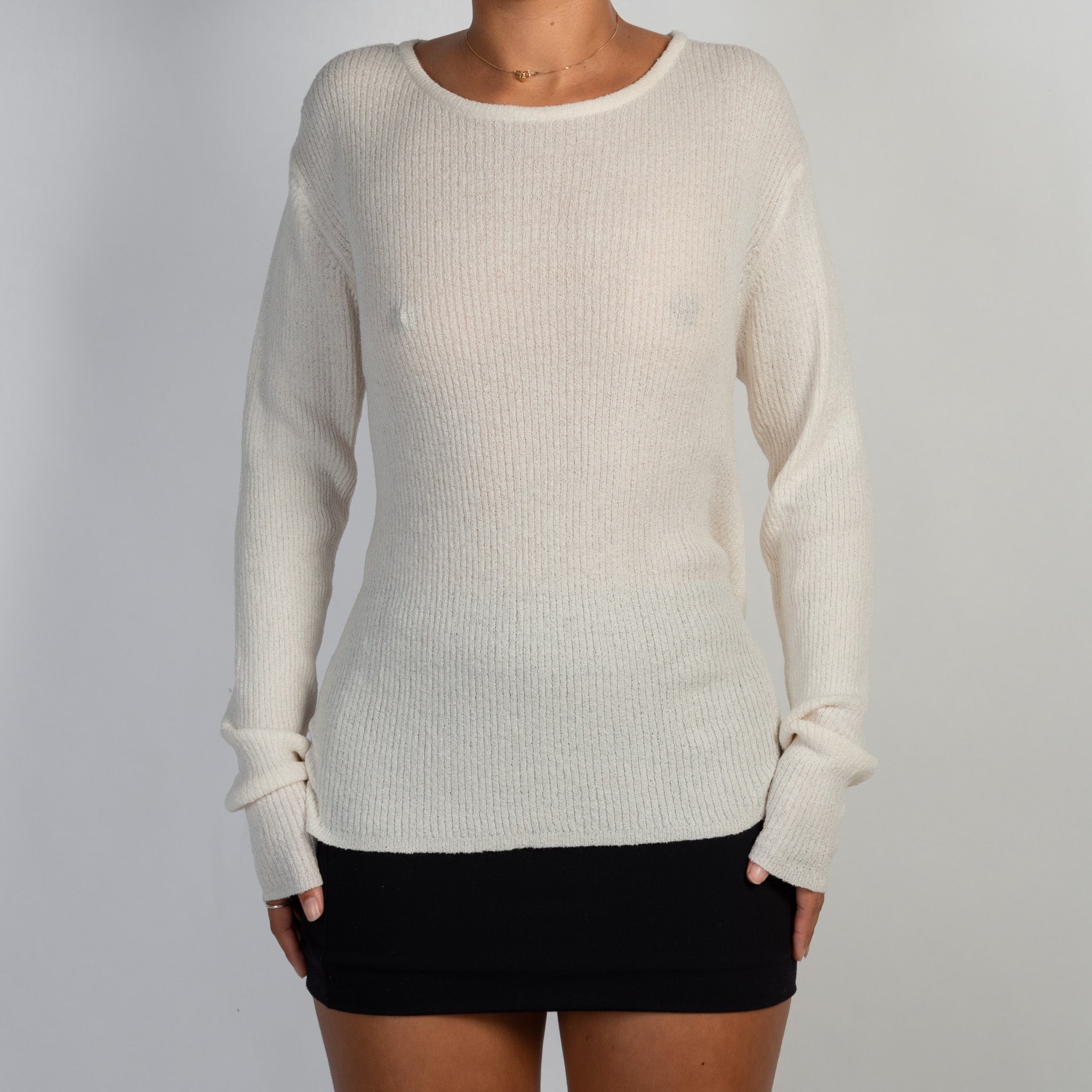 WHITE SHEER KNIT TOP