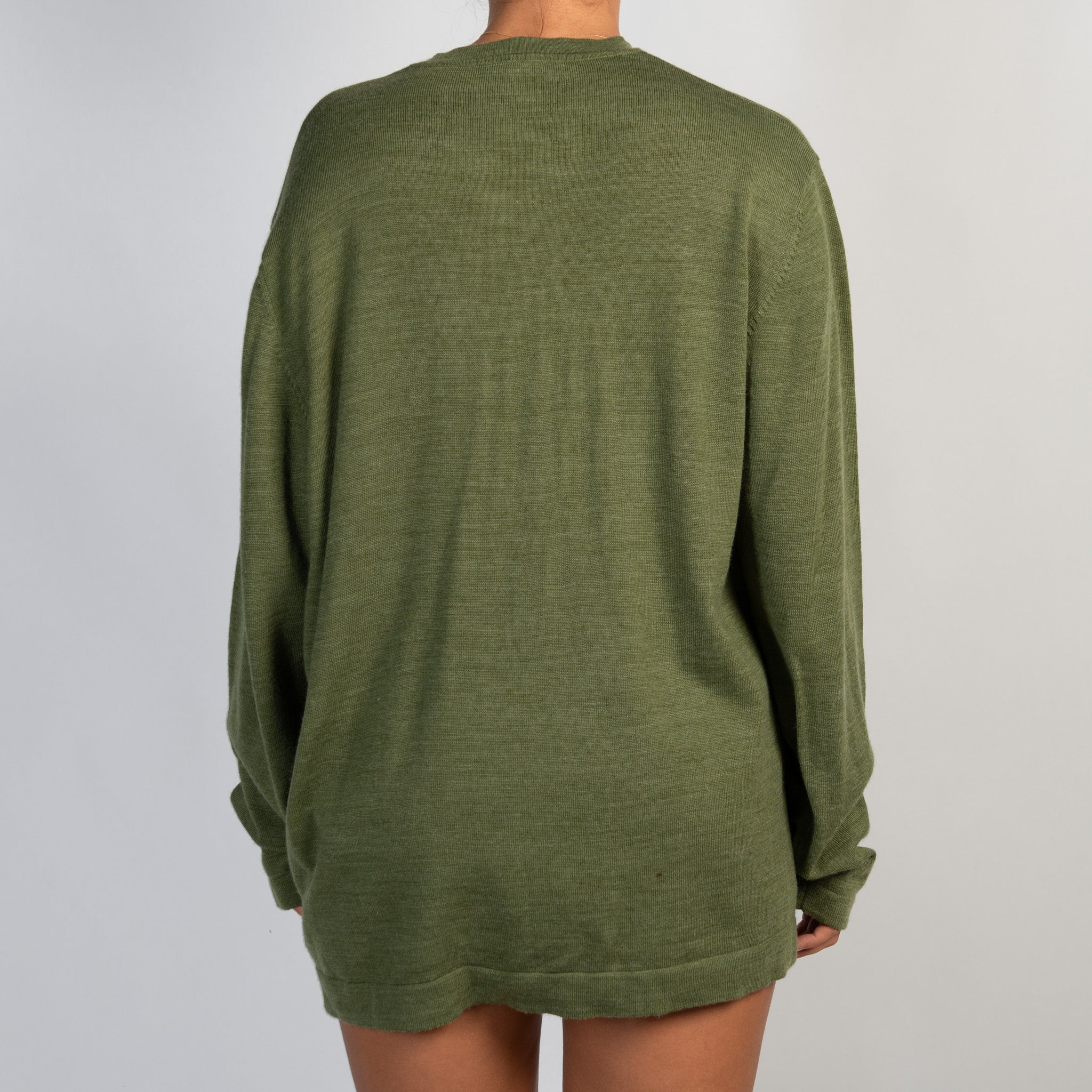 GREEN WOOL KNIT SWEATER