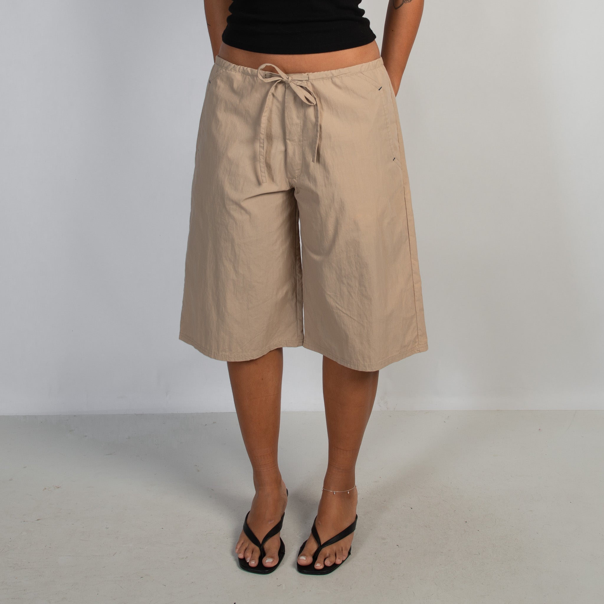 BEIGE COTTON NYLON SHORTS