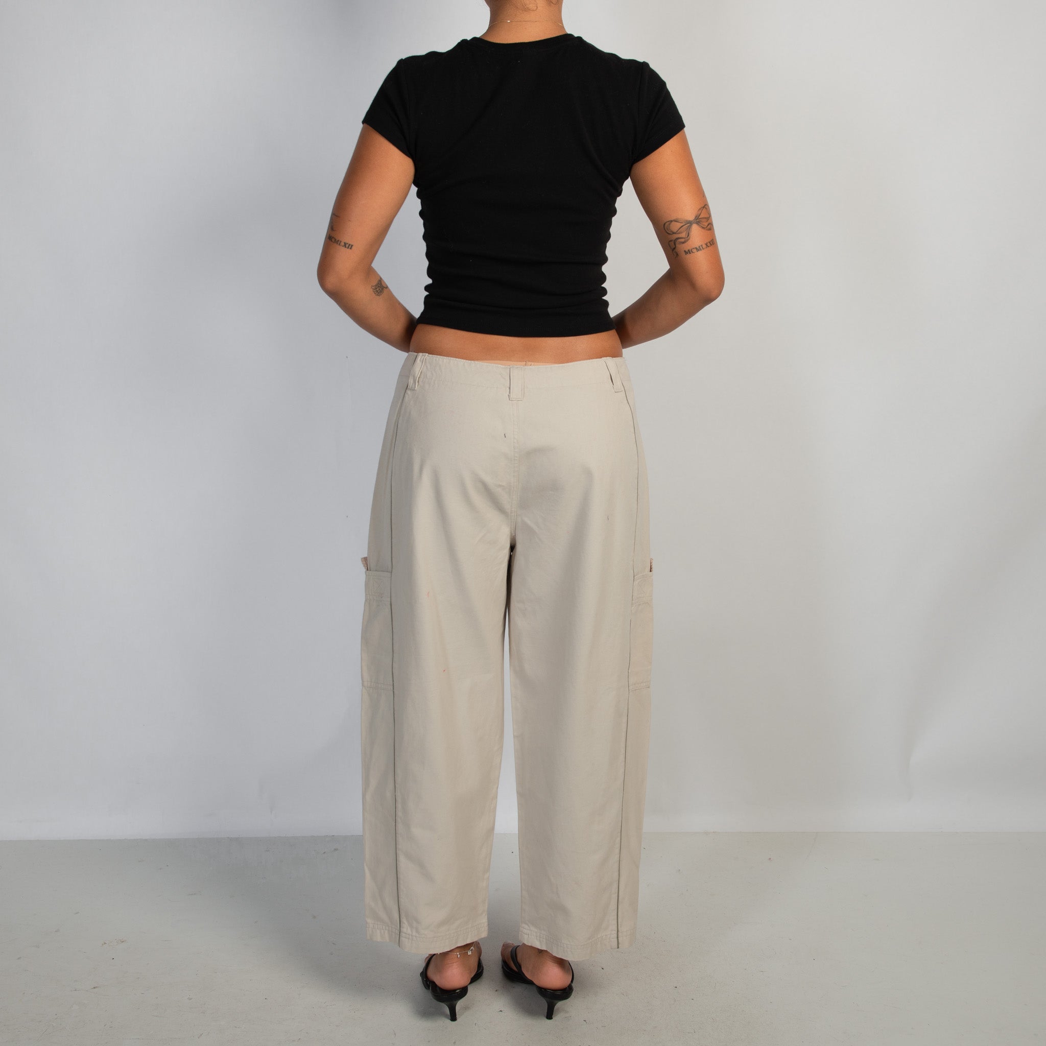 CREAM COTTON CARGO PANTS