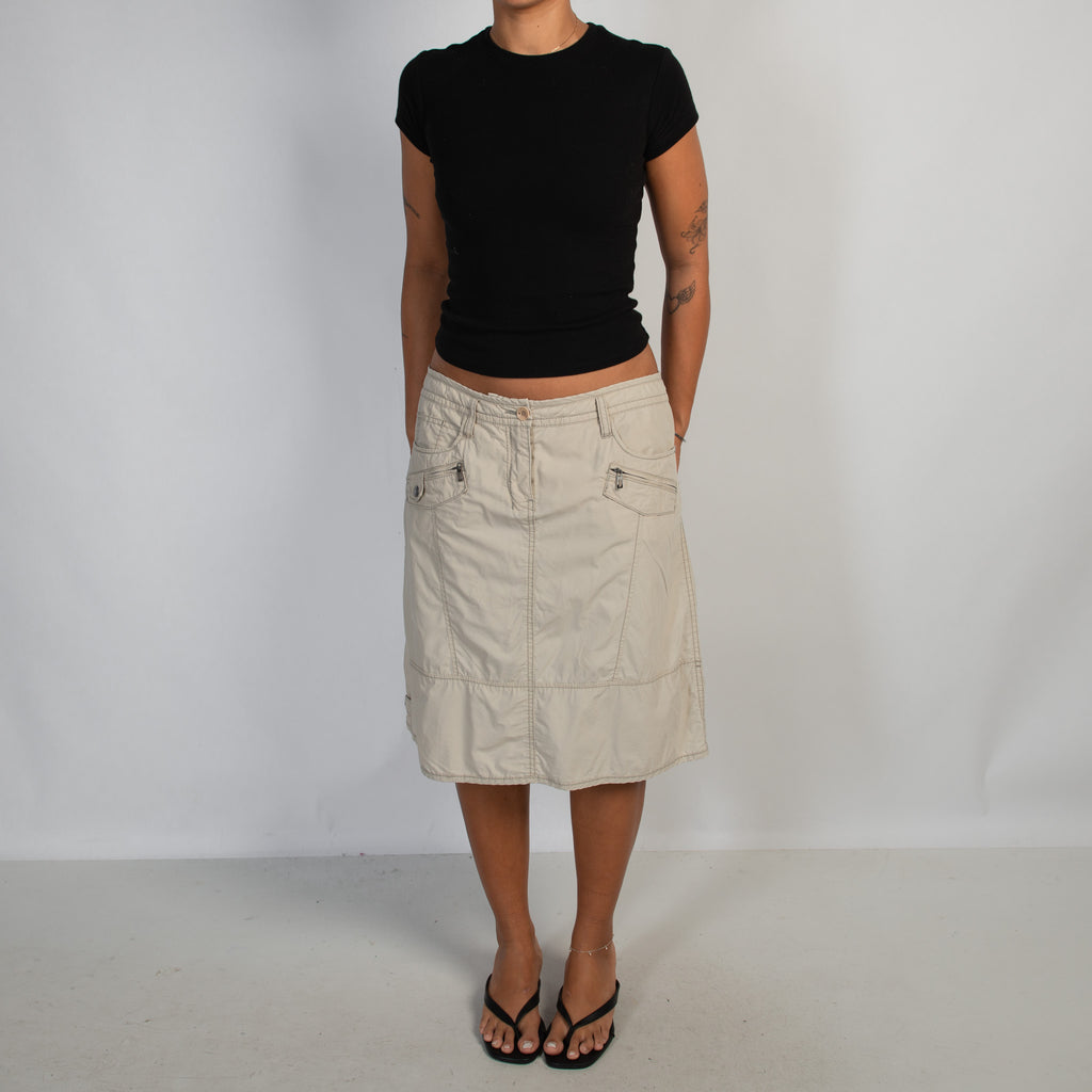 BEIGE CARGO MIDI SKIRT