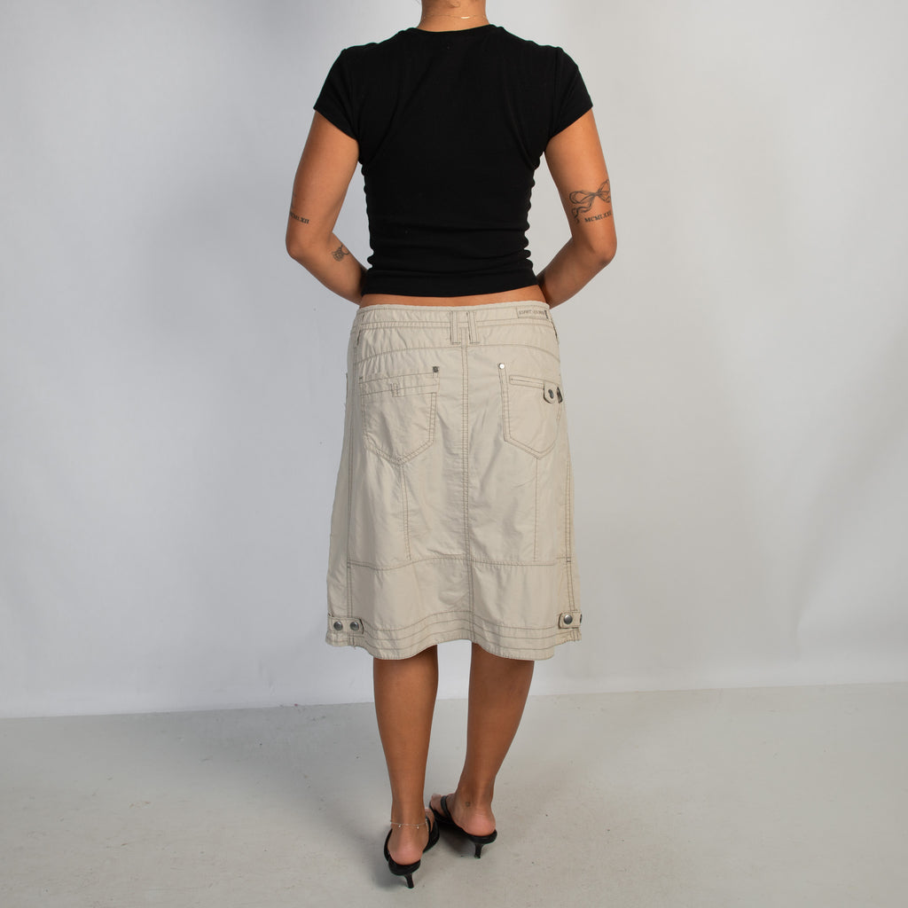 BEIGE CARGO MIDI SKIRT