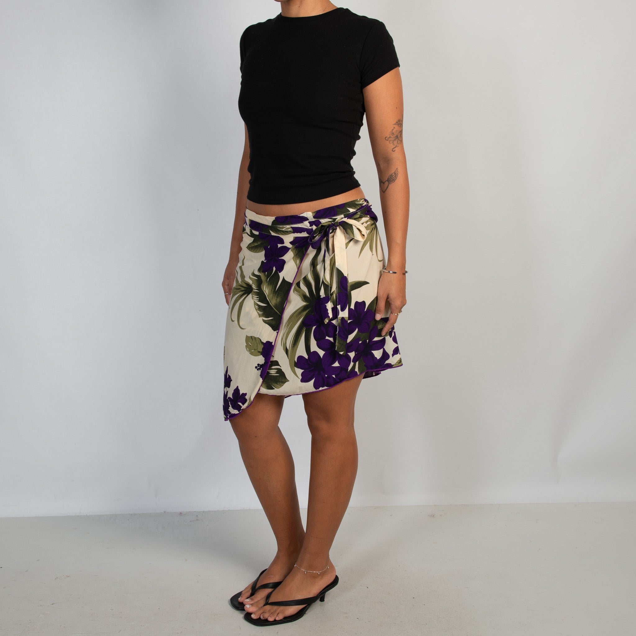 PURPLE FLORAL WRAP SKIRT