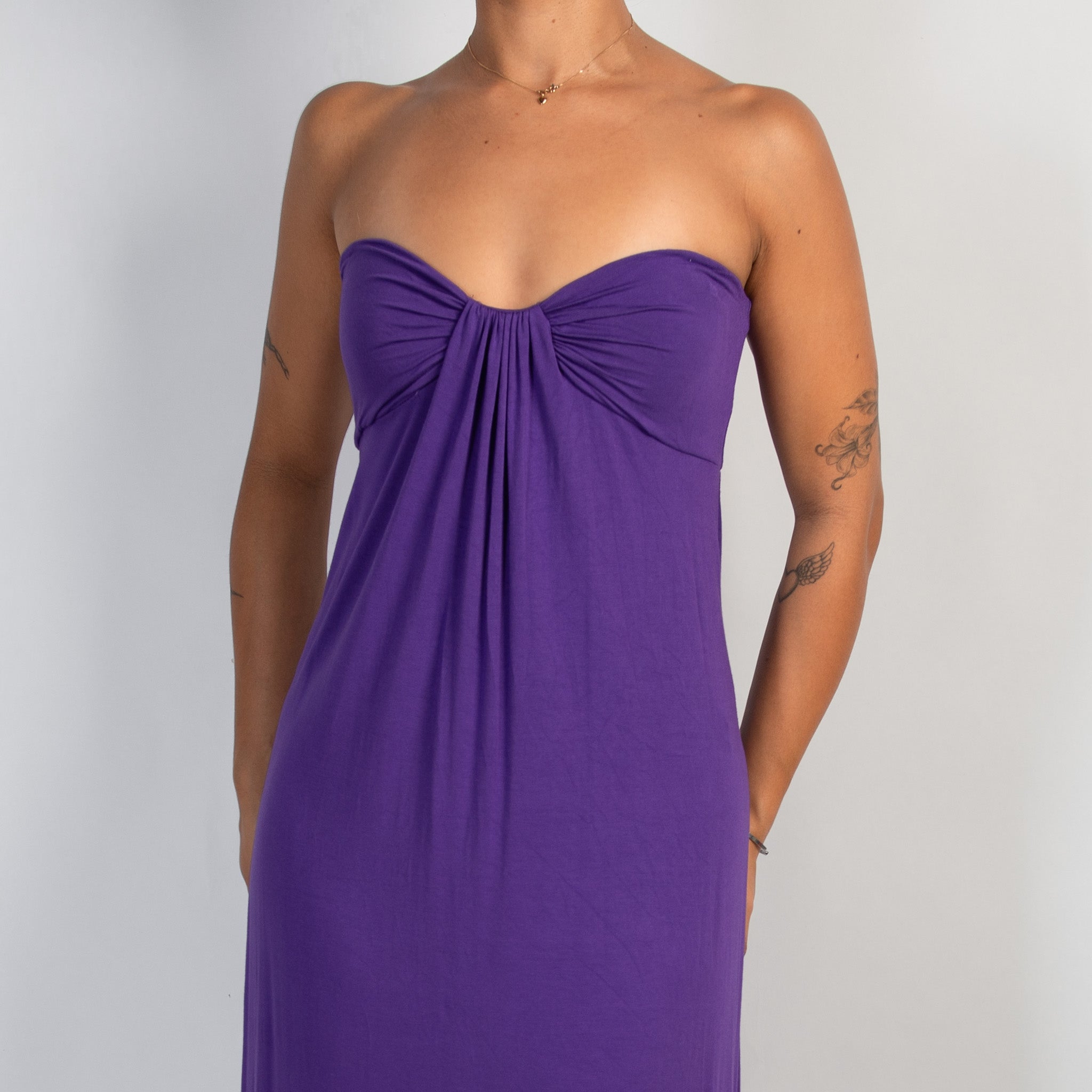 PURPLE STRAPLESS MAXI DRESS
