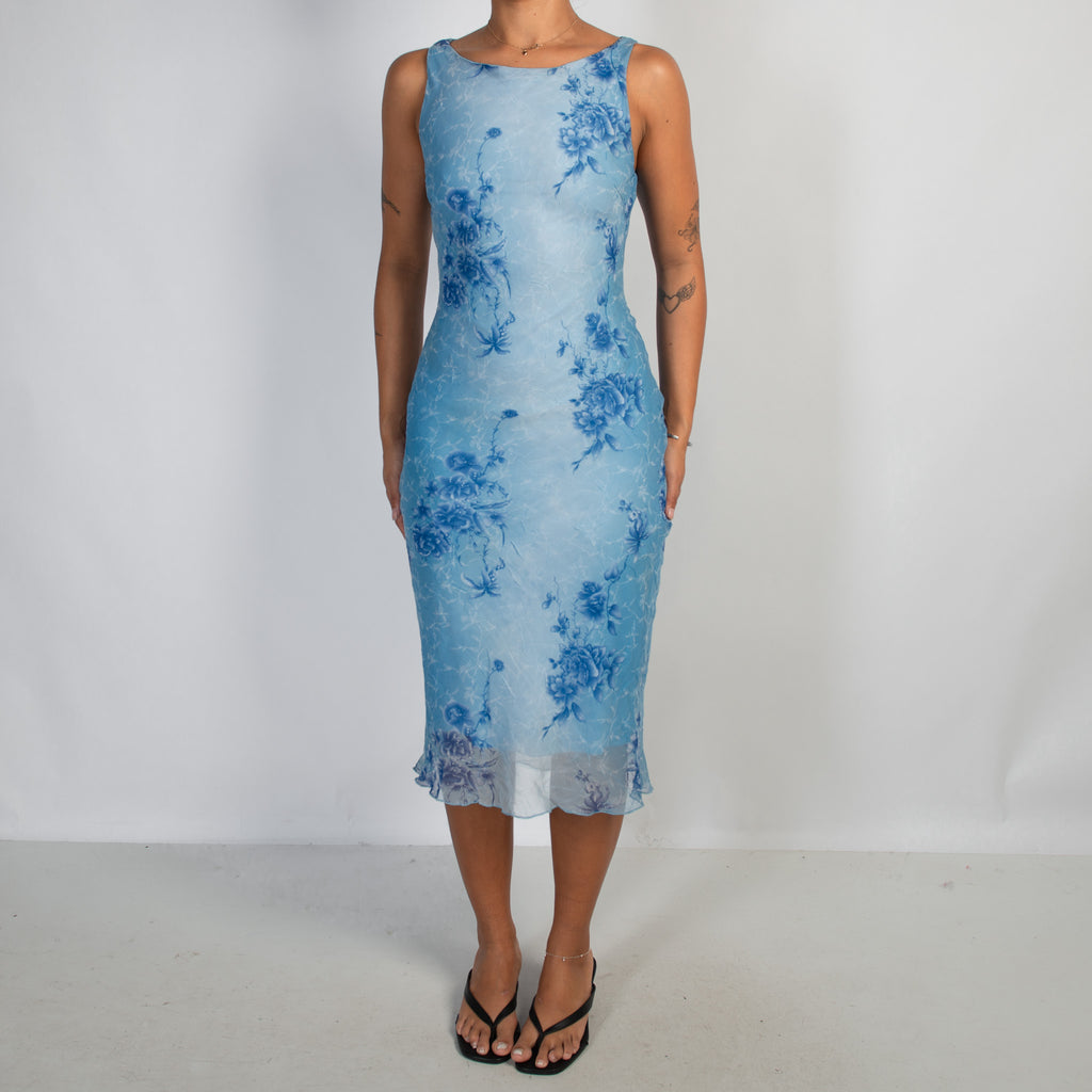 BLUE FLORAL MIDI DRESS