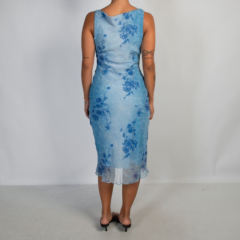 BLUE FLORAL MIDI DRESS