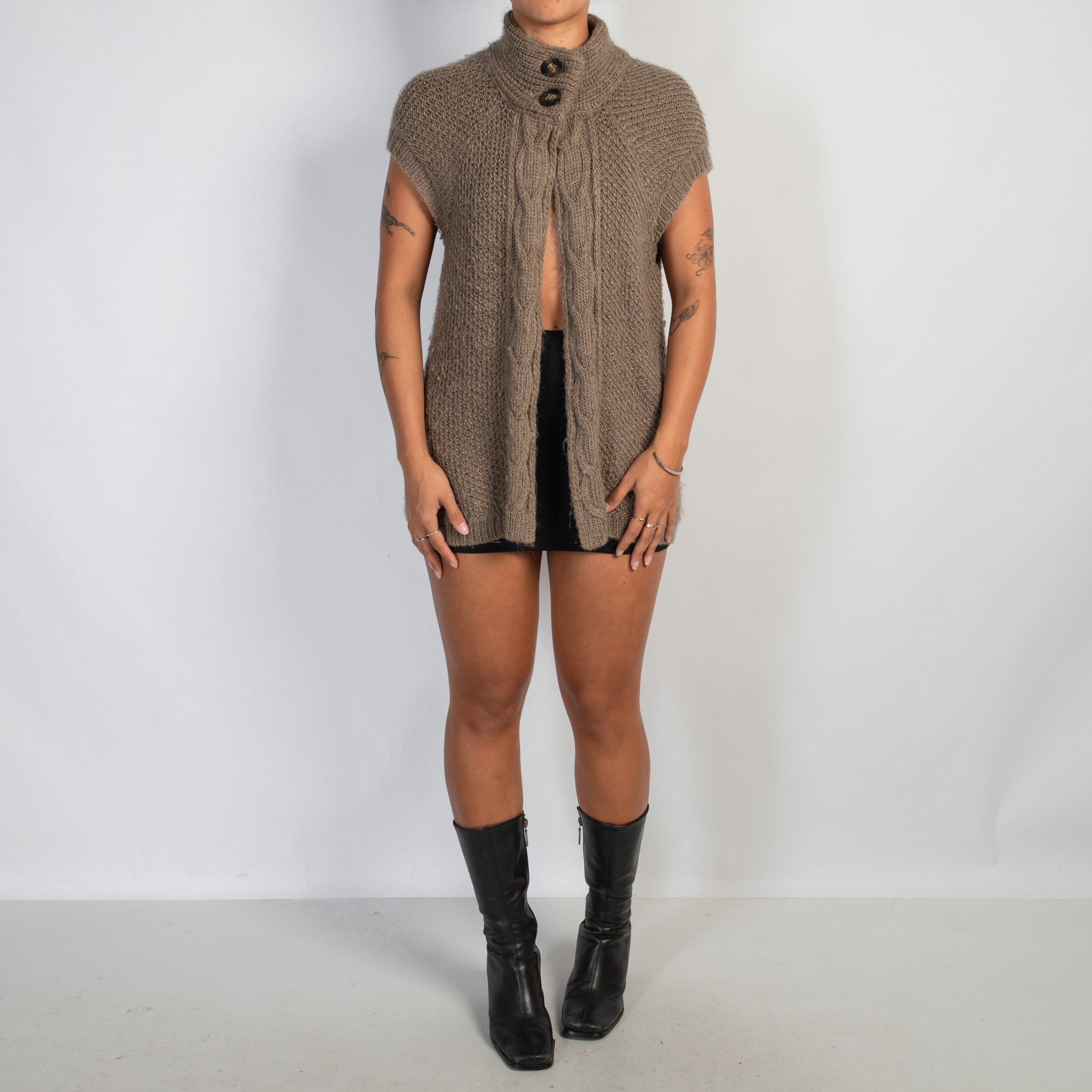 FUNNEL NECK CARDIGAN