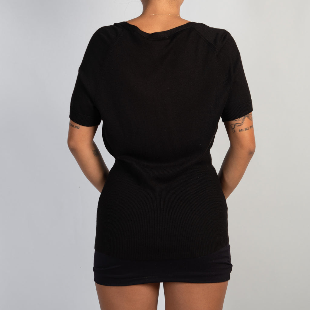 BLACK SHORT SLEEVE CARDIGAN