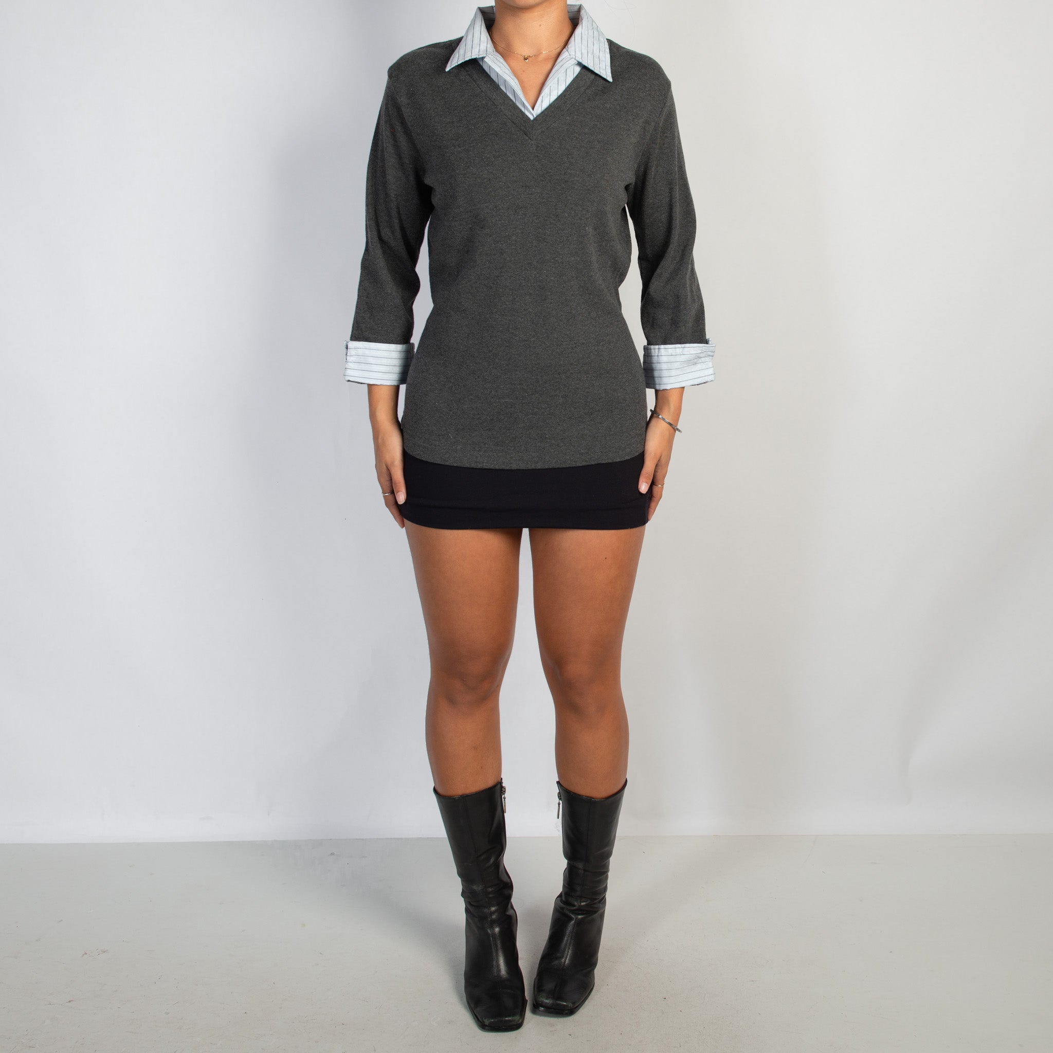 GREY LAYERED BLOUSE