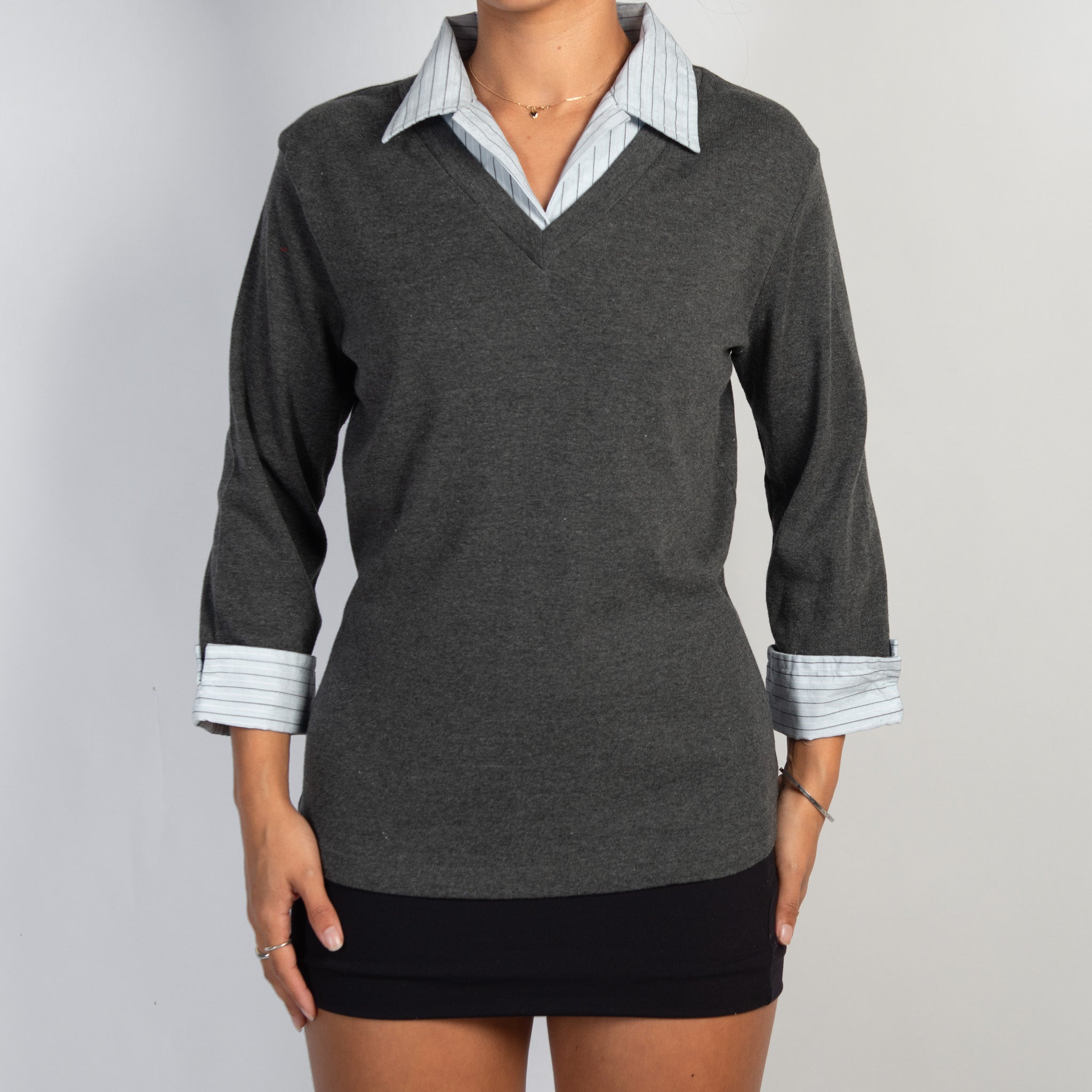 GREY LAYERED BLOUSE