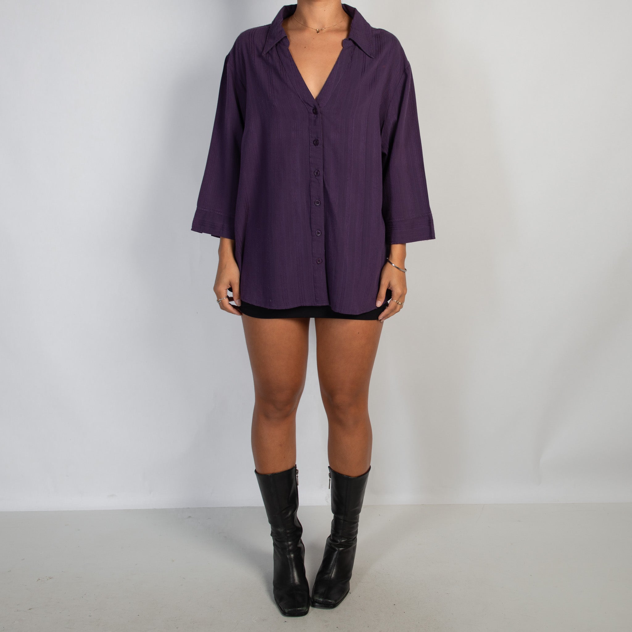 PURPLE 3/4 SLEEVE BLOUSE