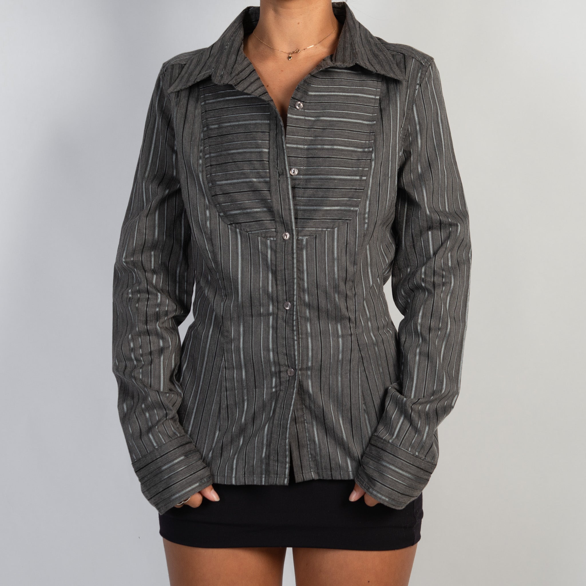 GREY STRIPE BLOUSE