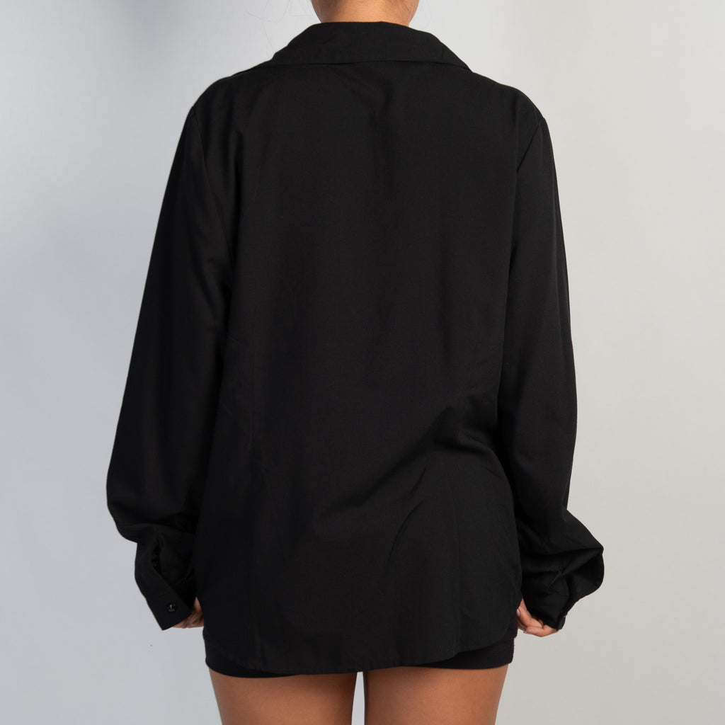 BLACK RUFFLE BLOUSE