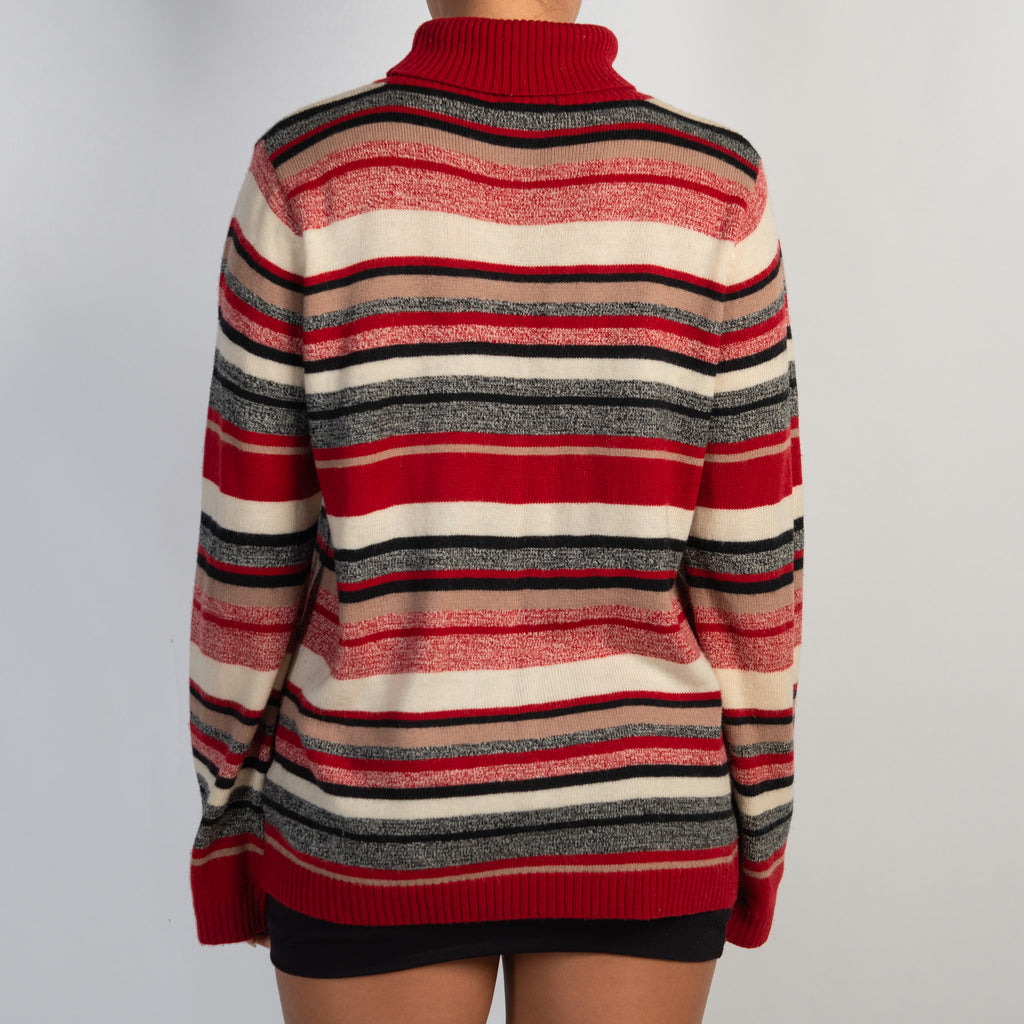 STRIPE TURTLENECK WOOL TOP