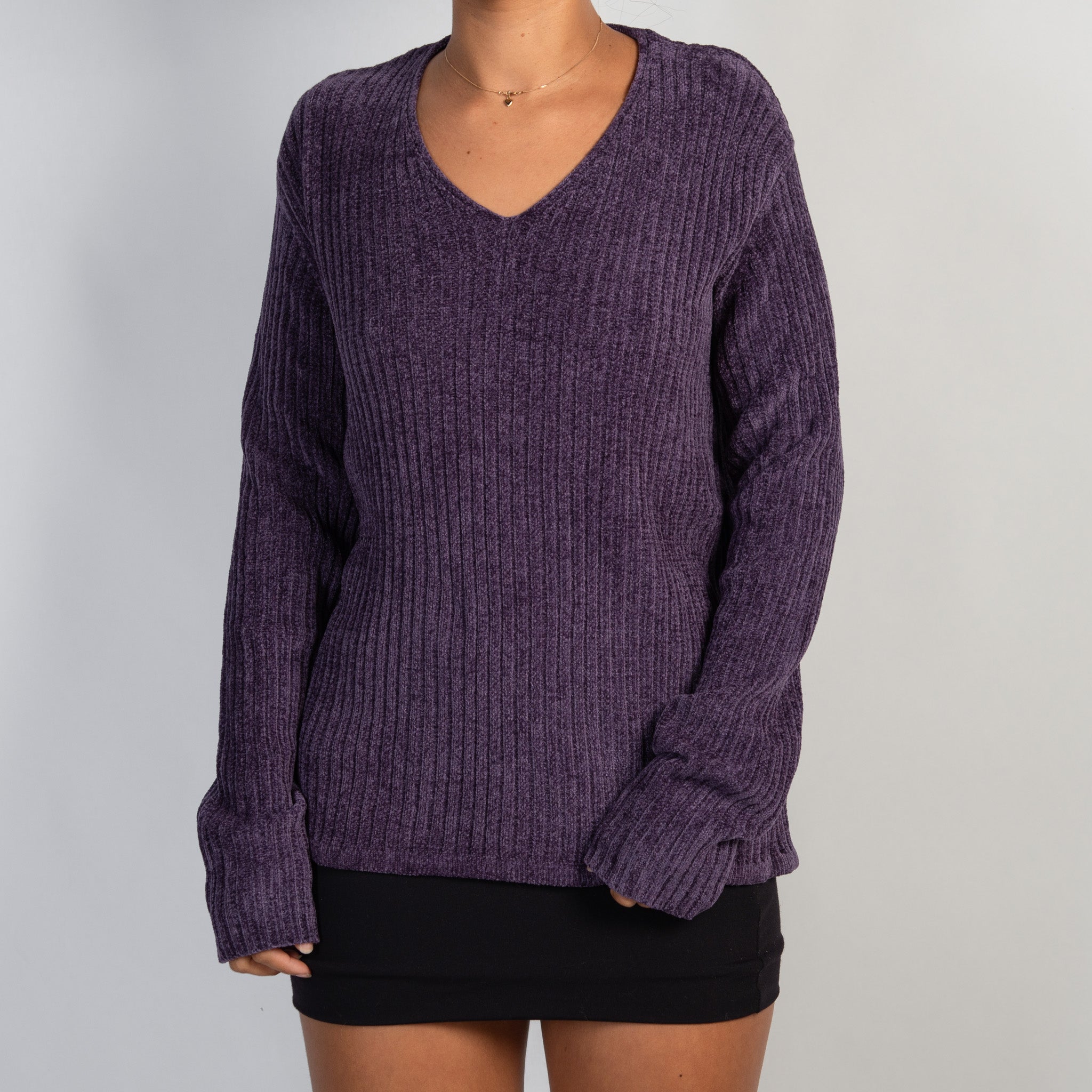 PURPLE CHENILLE SWEATER