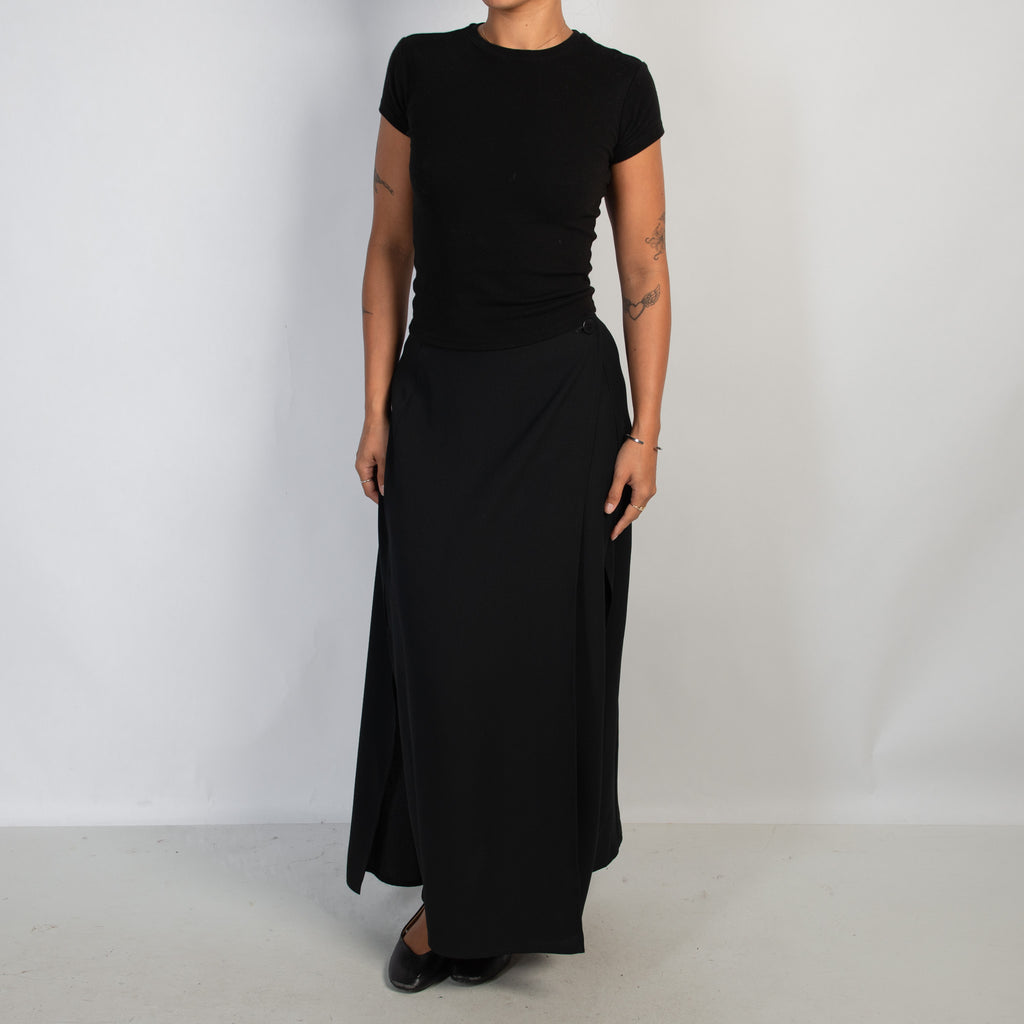BLACK WRAP MAXI SKIRT