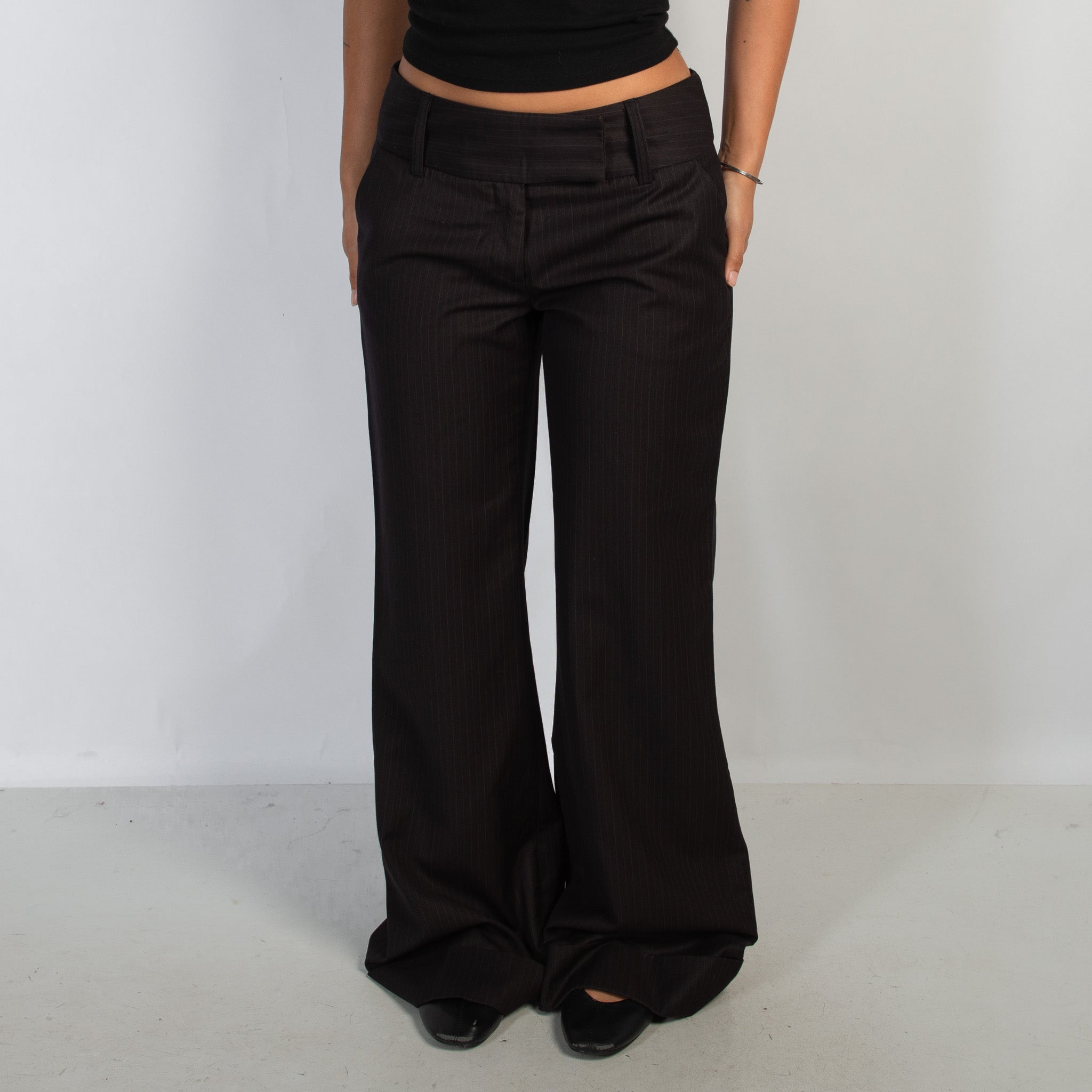 BLACK PINSTRIPE TROUSERS