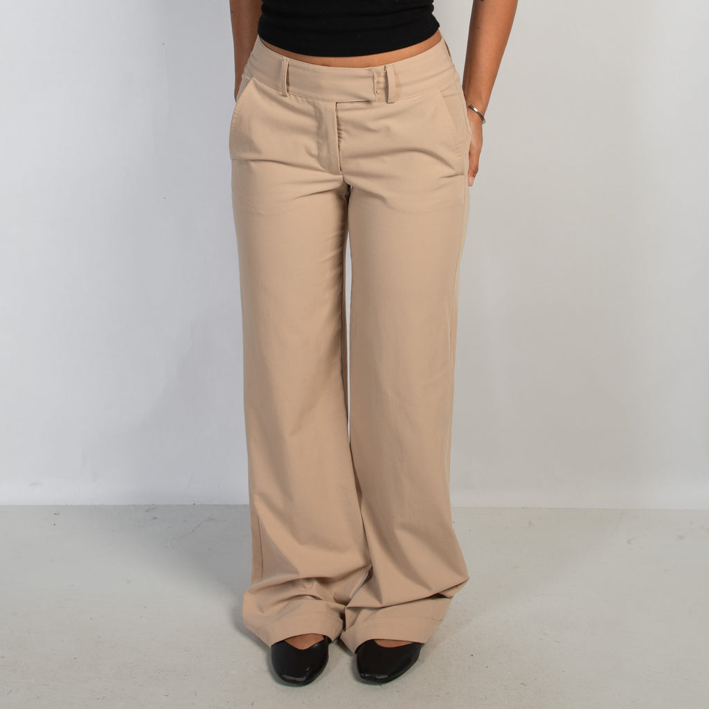 BEIGE WIDE LEG TROUSERS