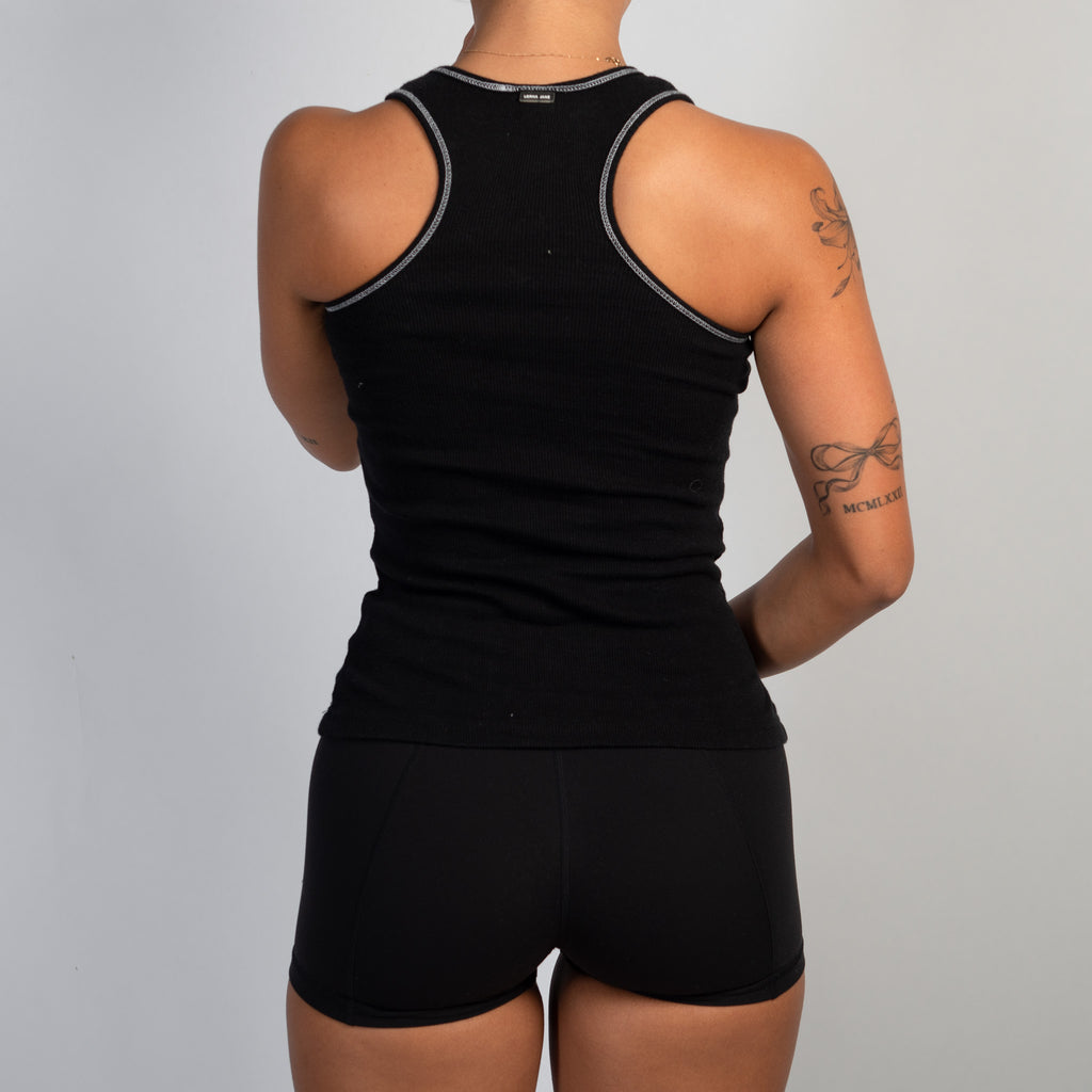 BLACK COTTON TANK TOP