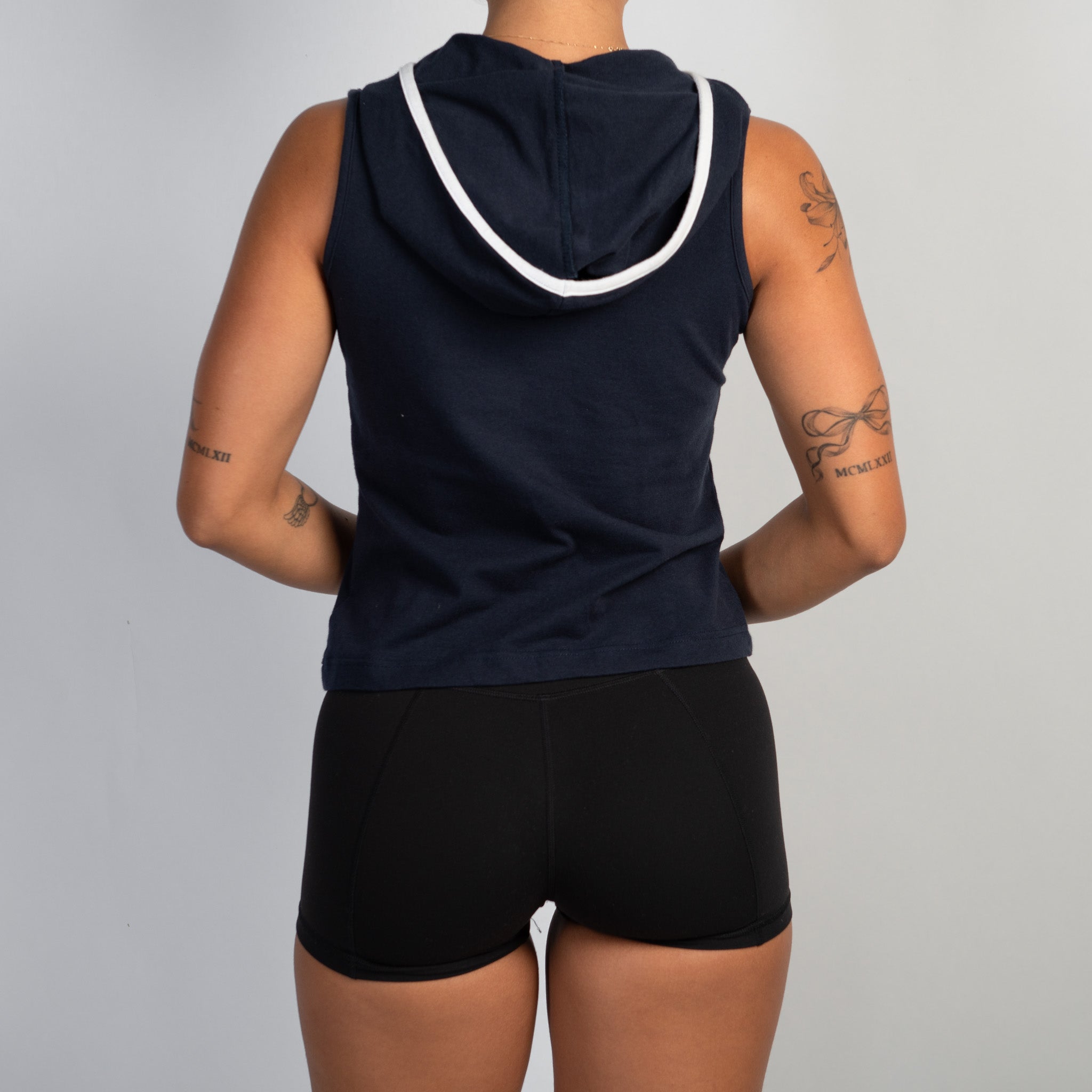 NAVY HOODED TANK TOP