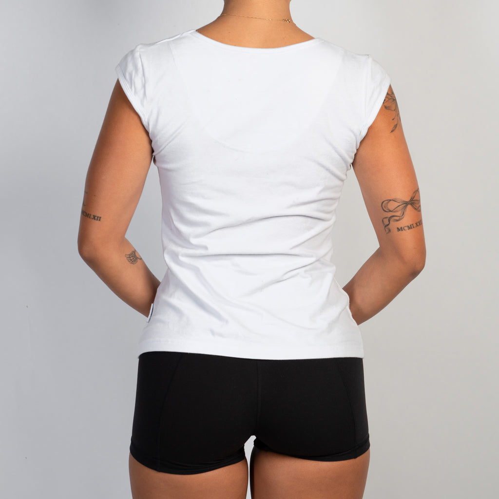 WHITE CAP SLEEVE TEE