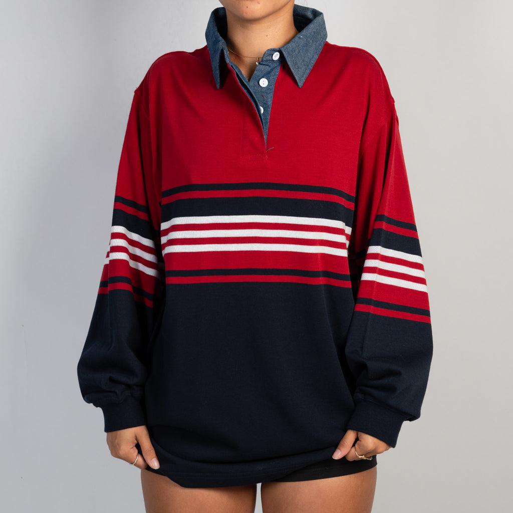 RED STRIPE RUGBY JERSEY