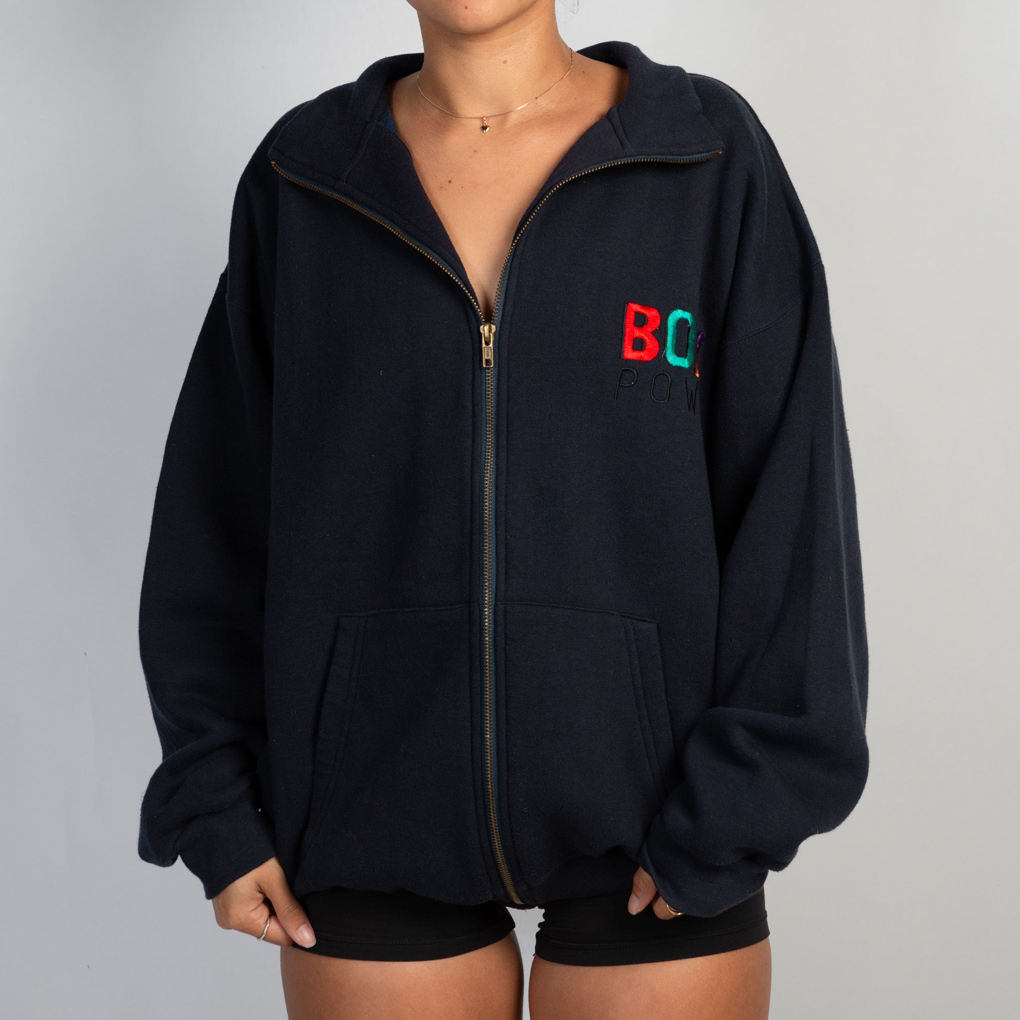 NAVY FLEECE ZIP JACKET