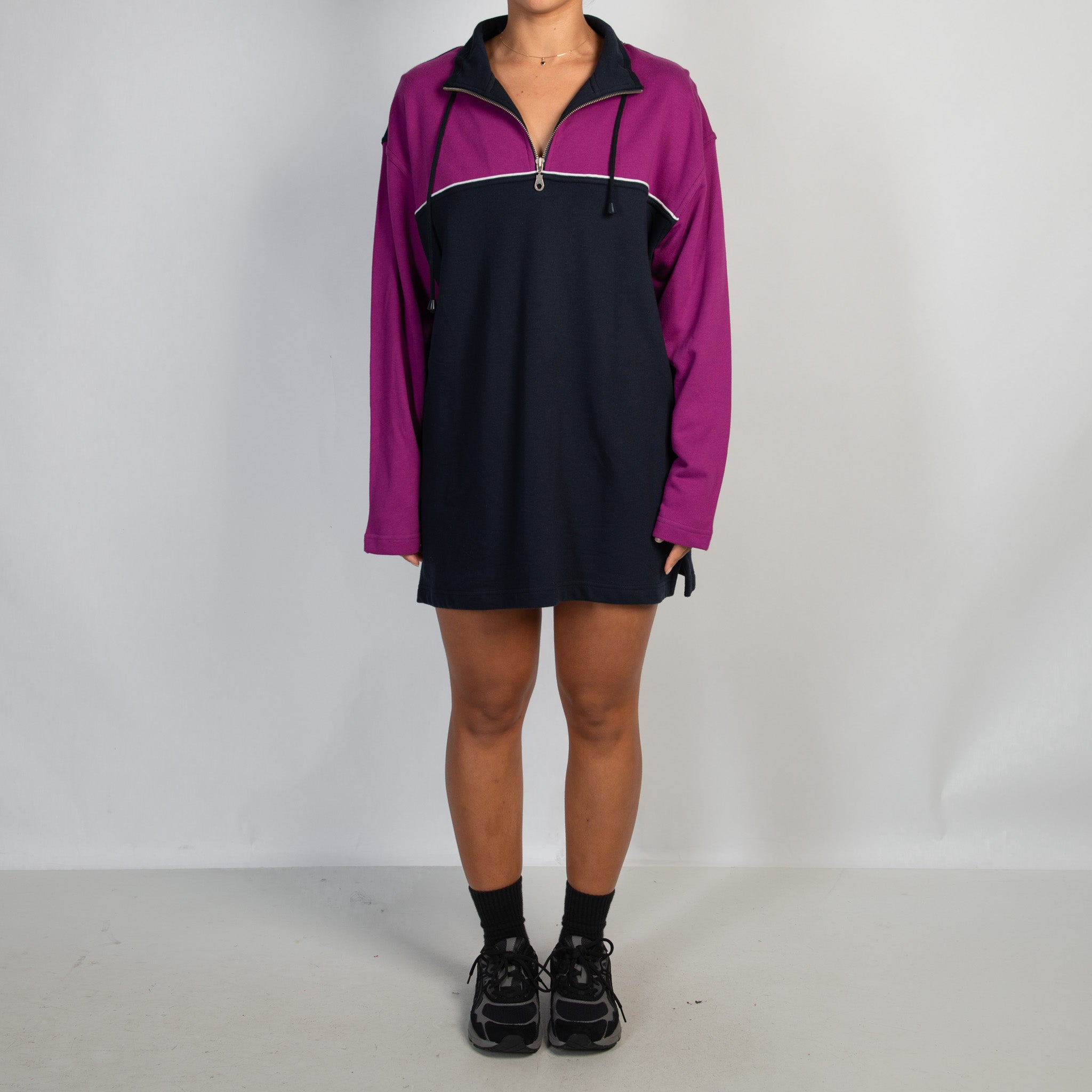 FUCHSIA QUARTER ZIP SWEATER