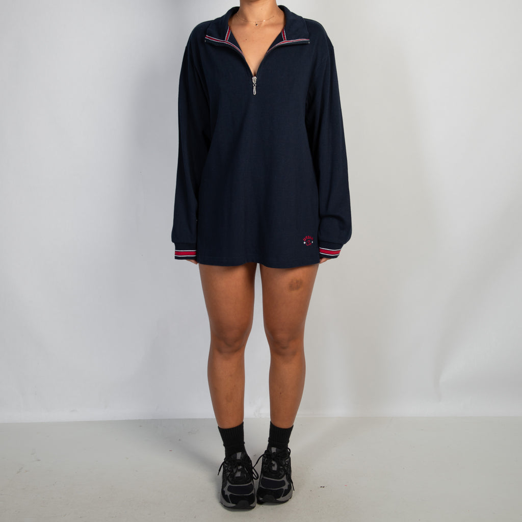 NAVY 1/4 ZIP LONG SLEEVE TOP