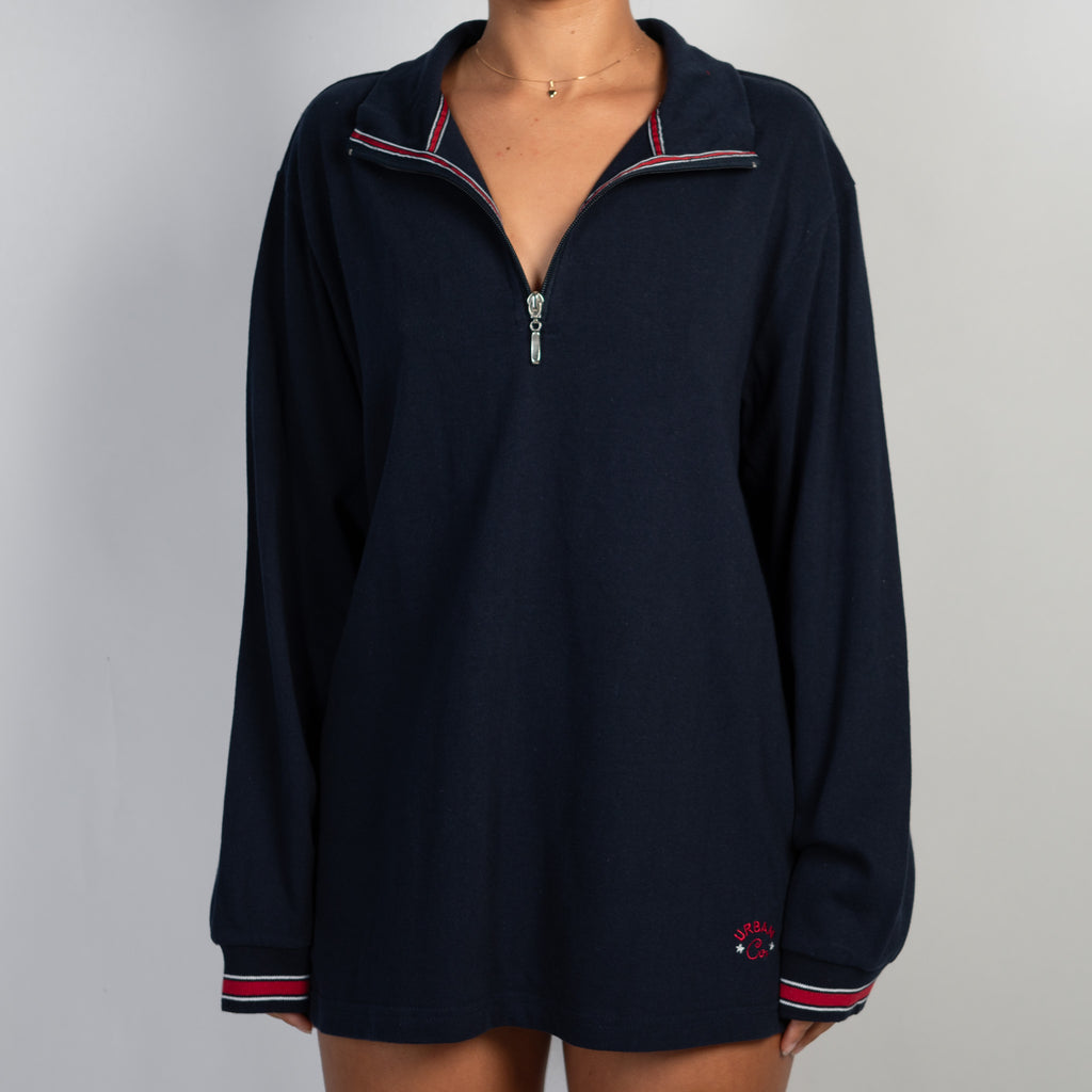 NAVY 1/4 ZIP LONG SLEEVE TOP