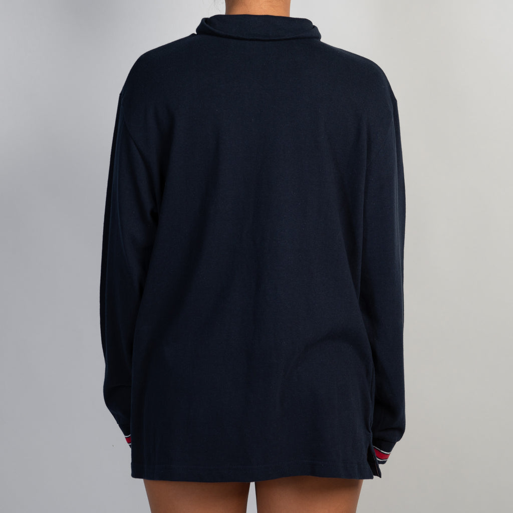 NAVY 1/4 ZIP LONG SLEEVE TOP