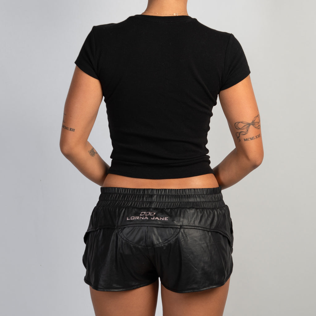 FAUX LEATHER ACTIVE SHORTS