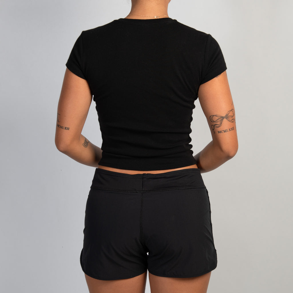 BLACK DRAWSTRING SHORTS