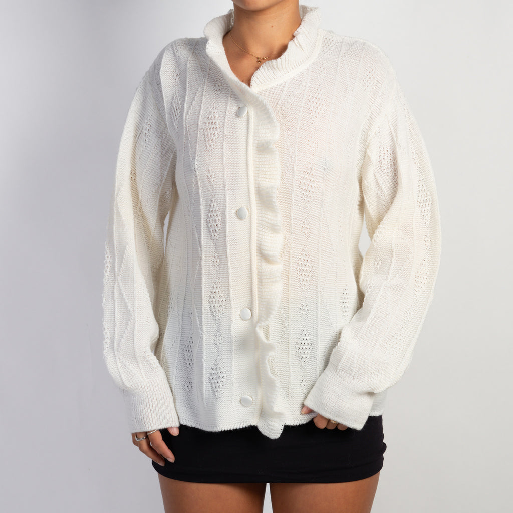 KNIT RUFFLE CARDIGAN
