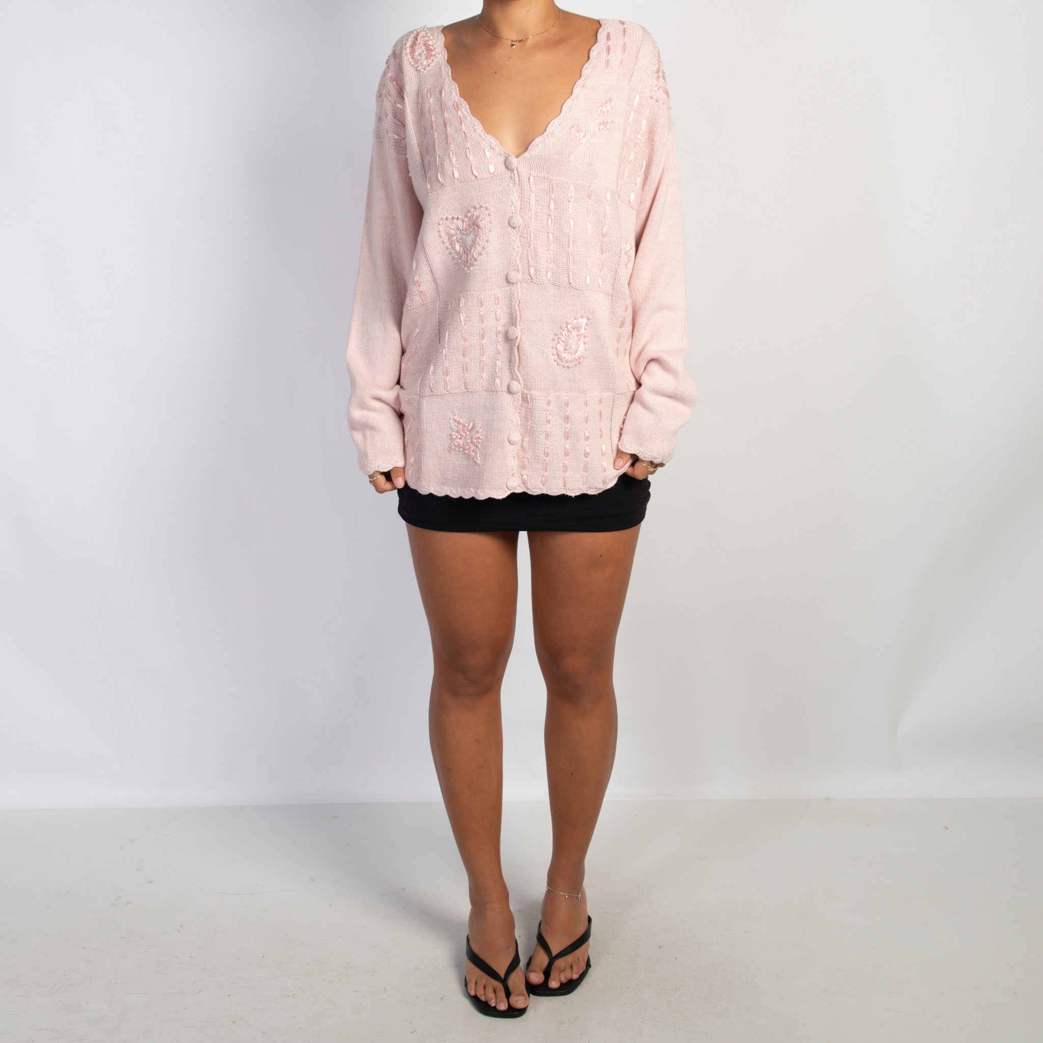 PINK RIBBON KNIT CARDIGAN