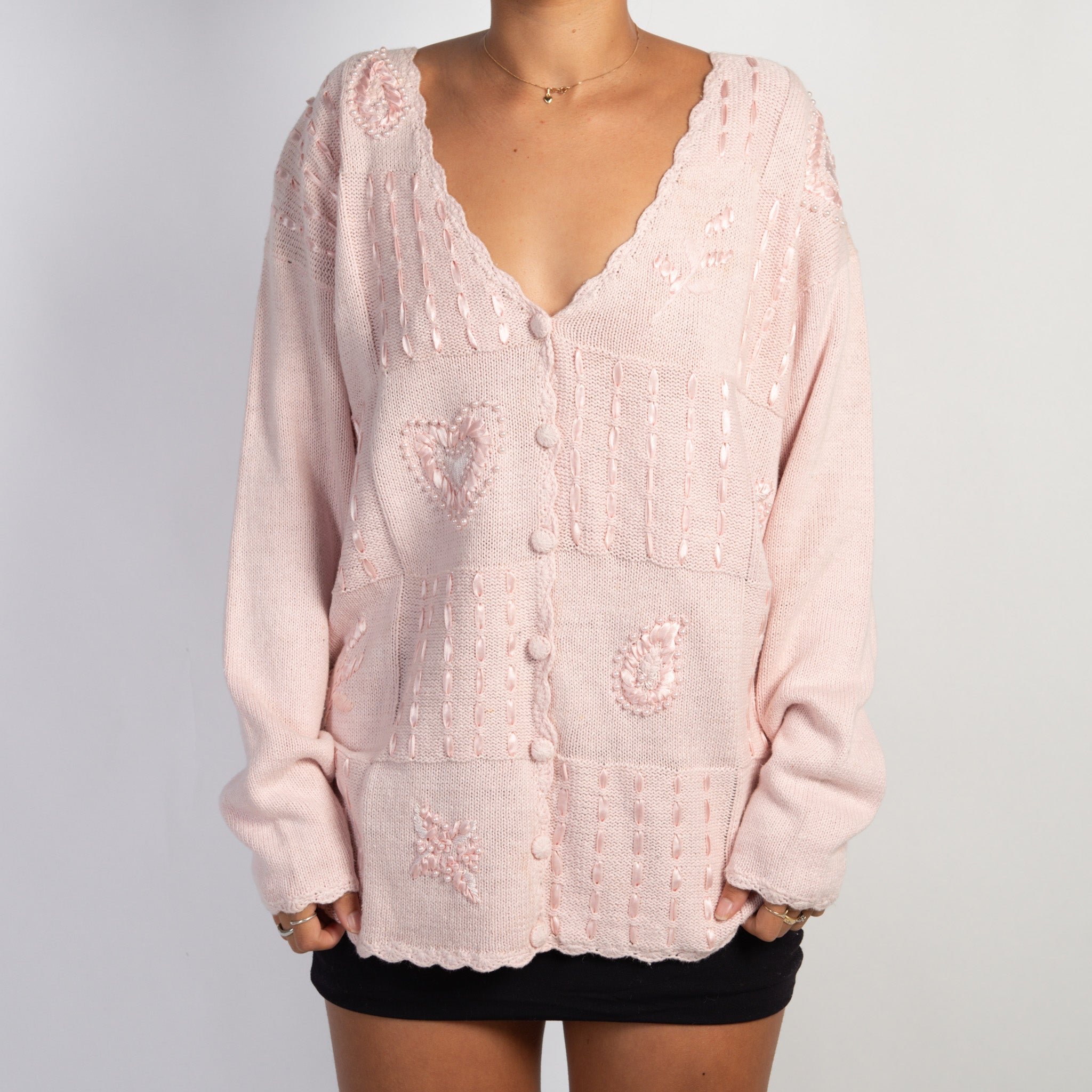 PINK RIBBON KNIT CARDIGAN