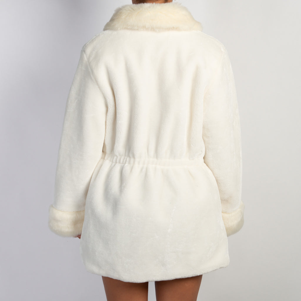 CREAM FAUX FUR COAT