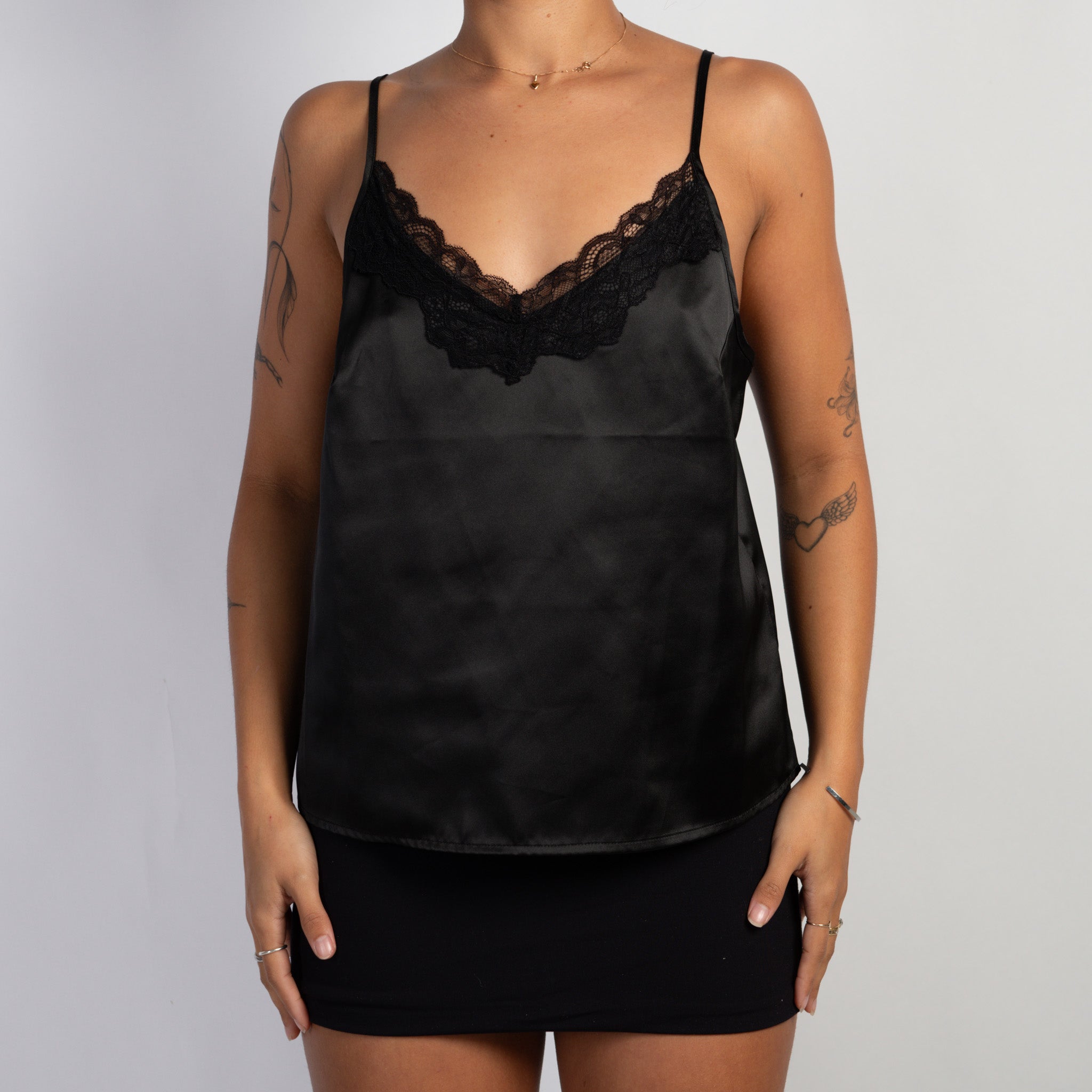 BLACK SATIN CAMISOLE