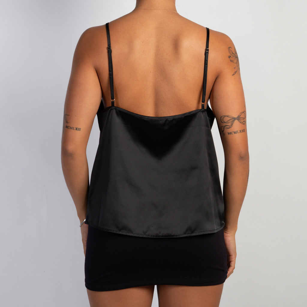 BLACK SATIN CAMISOLE