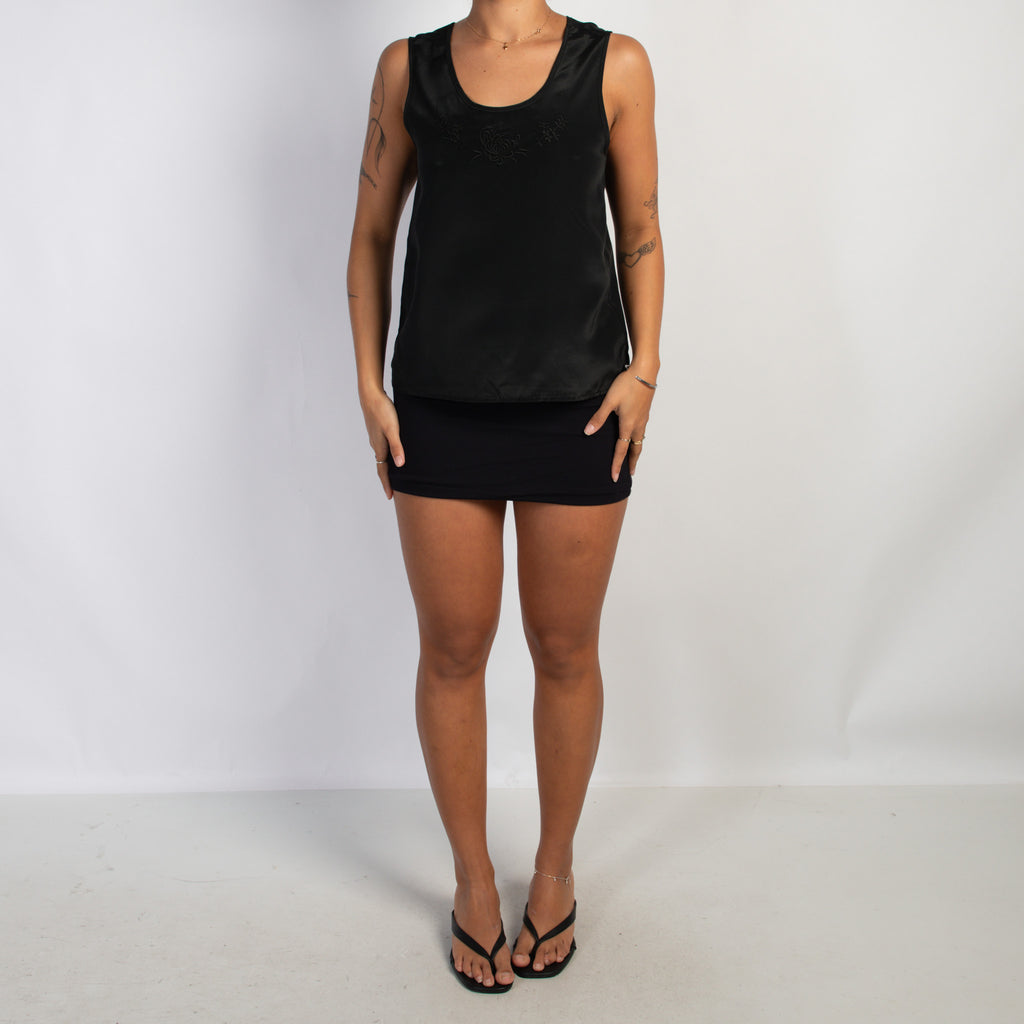 BLACK SATIN CAMISOLE