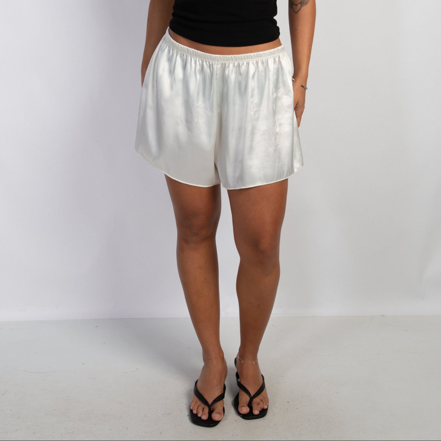 IVORY SATIN SHORTS