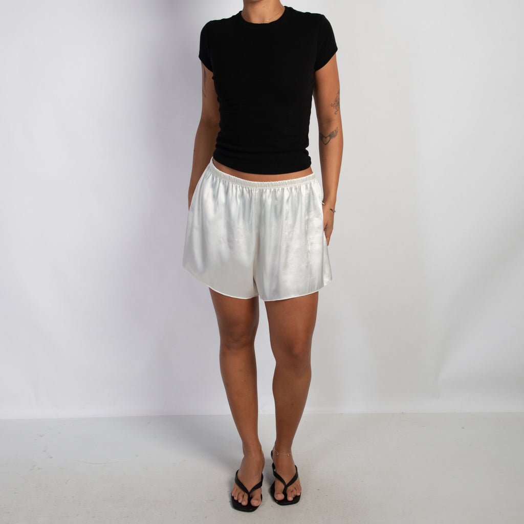 IVORY SATIN SHORTS