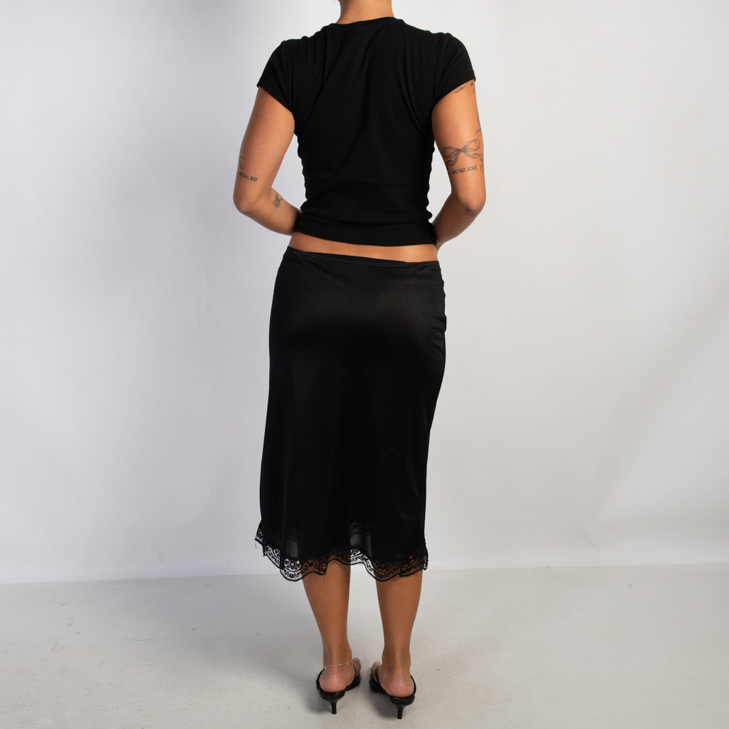 BLACK SLIP SKIRT